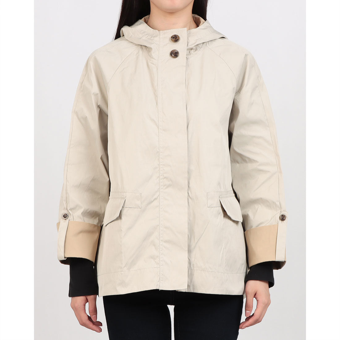 ドゥクラッセ DoCLASSE 二重織リバーシブル・ショートフーディ （ライトベージュ） ライトベージュ