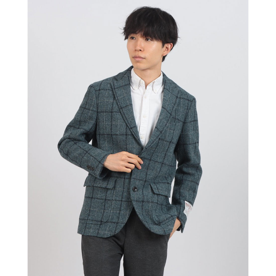ドゥクラッセ DoCLASSE ハリスツイードジャケット （ブルーミックス） ブルーミックス