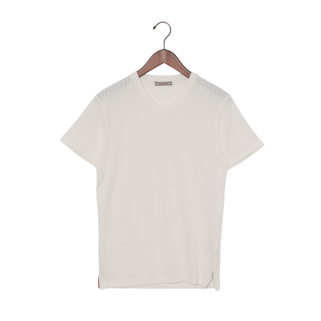 ドゥクラッセ DoCLASSE ジャガードVネックTシャツ （ホワイト） ホワイト