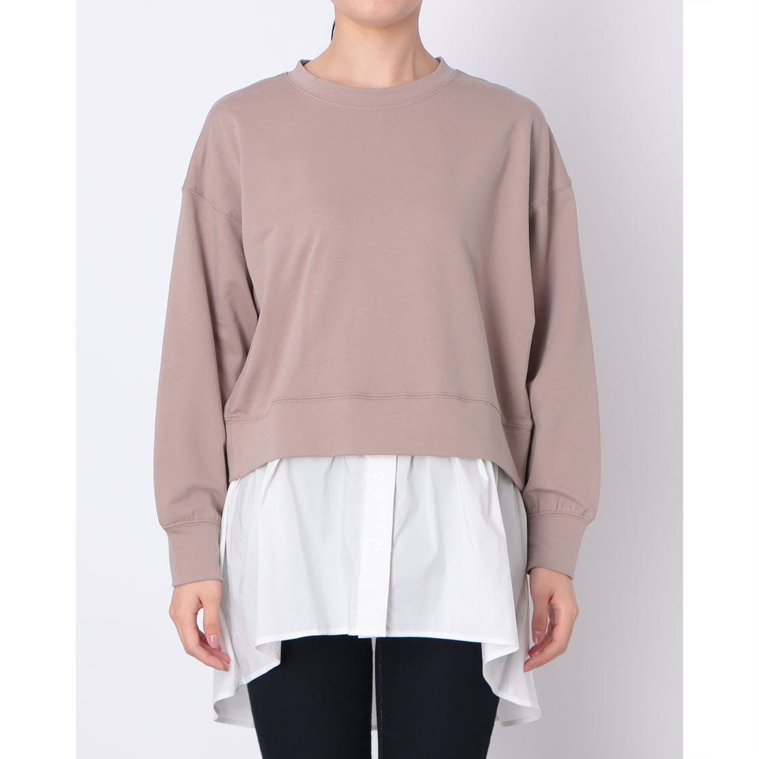 ドゥクラッセ DoCLASSE ロングシャツドッキング・裏毛プルオーバー （トープ） トープ