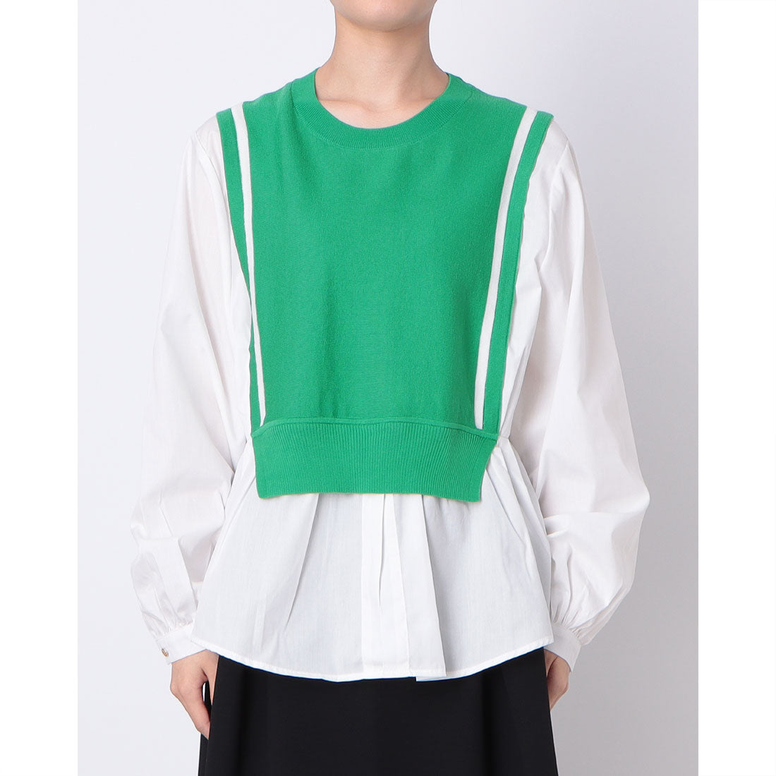 ドゥクラッセ DoCLASSE ドッキングニット・シャツチュニック （グリーン） グリーン