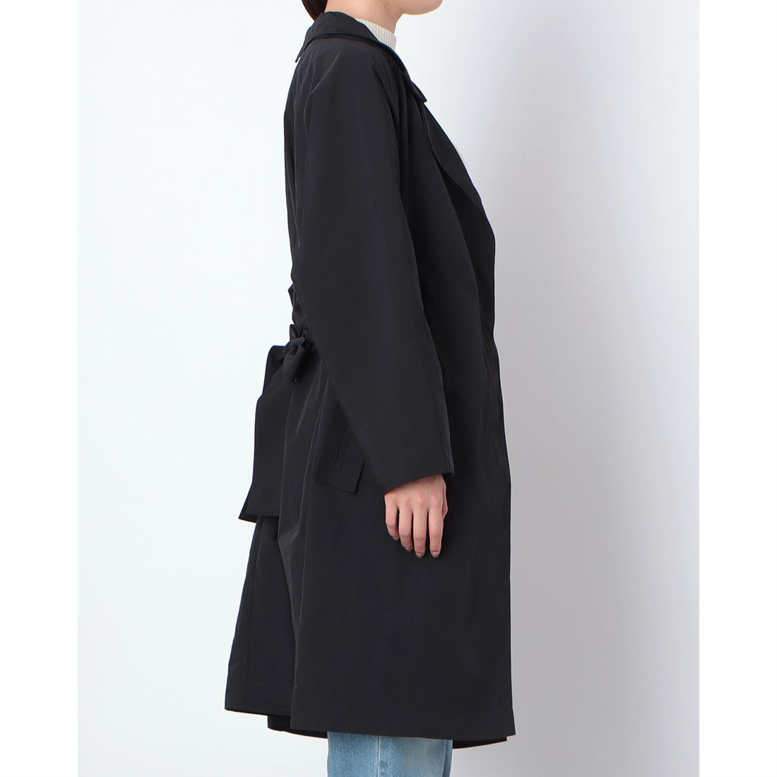 ドゥクラッセ DoCLASSE ナイロンタッサー・二重衿ステンカラー （ブラック） ブラック