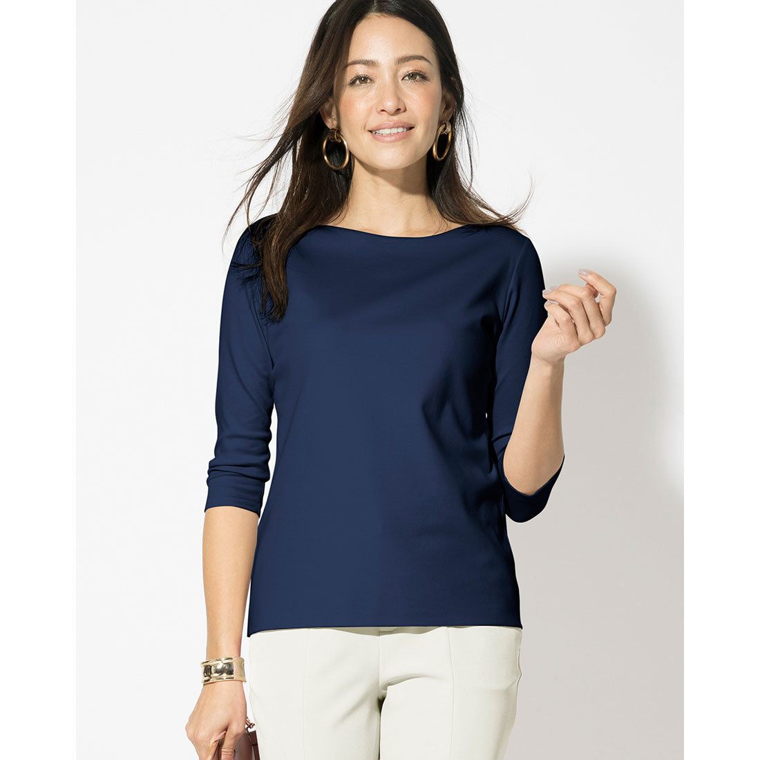 ドゥクラッセ DoCLASSE ドゥクラッセTシャツ・ボートネック7分袖/60cm丈 （ミッドナイトブルー） ミッドナイトブルー