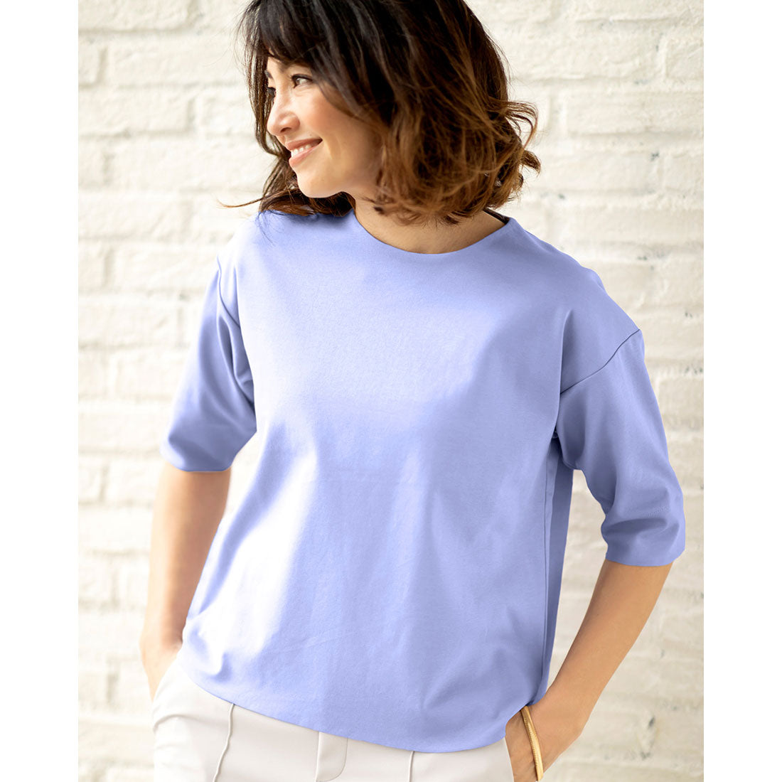 ドゥクラッセ DoCLASSE 抜け感クルーネック／5分袖・ドゥクラッセTシャツ