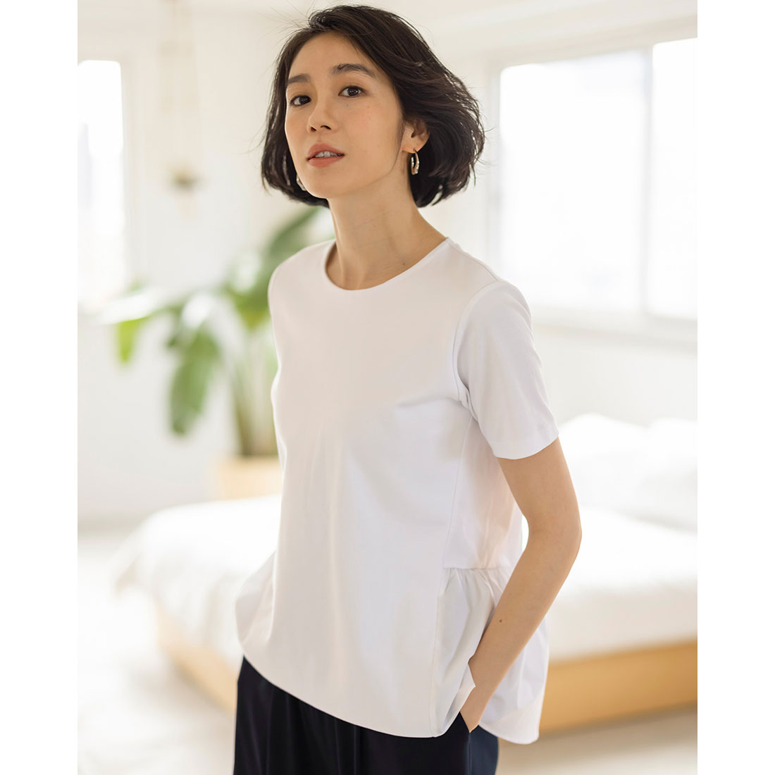 ドゥクラッセ DoCLASSE 異素材ペプラム／半袖・ドゥクラッセTシャツ