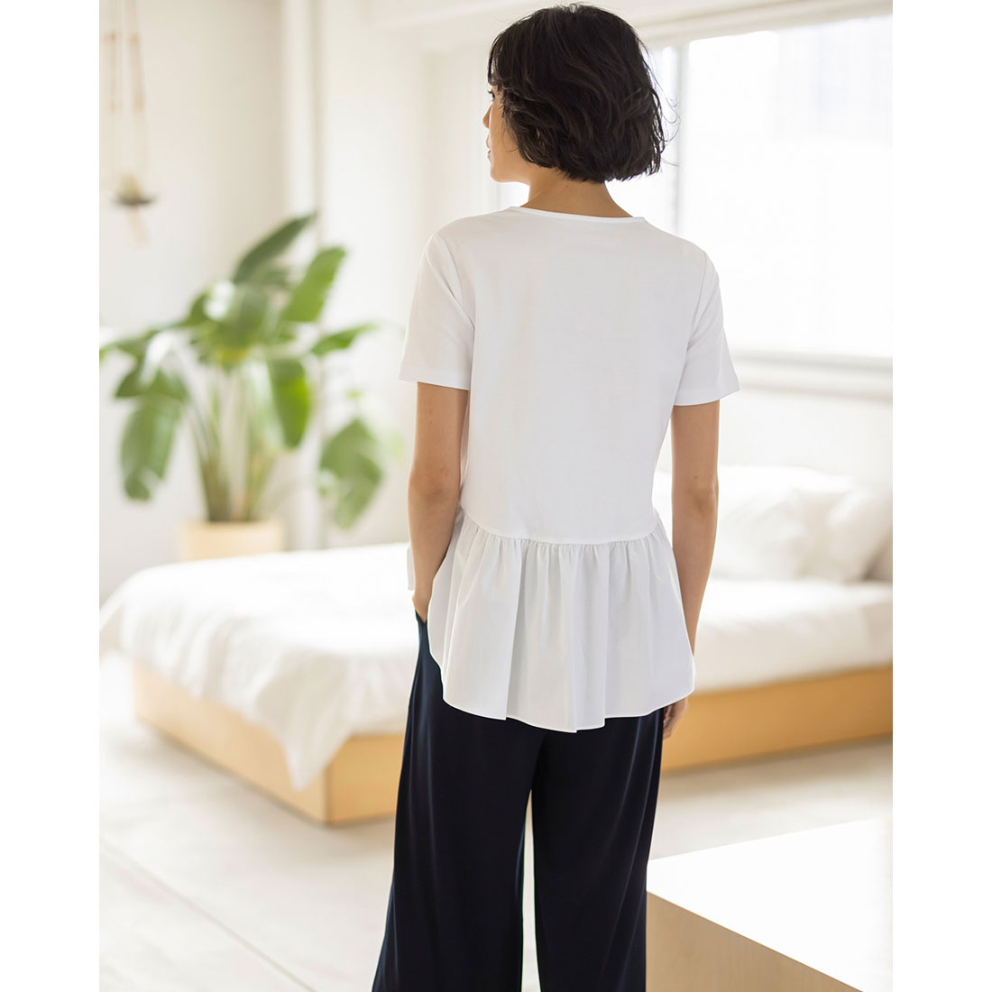 ドゥクラッセ DoCLASSE 異素材ペプラム／半袖・ドゥクラッセTシャツ