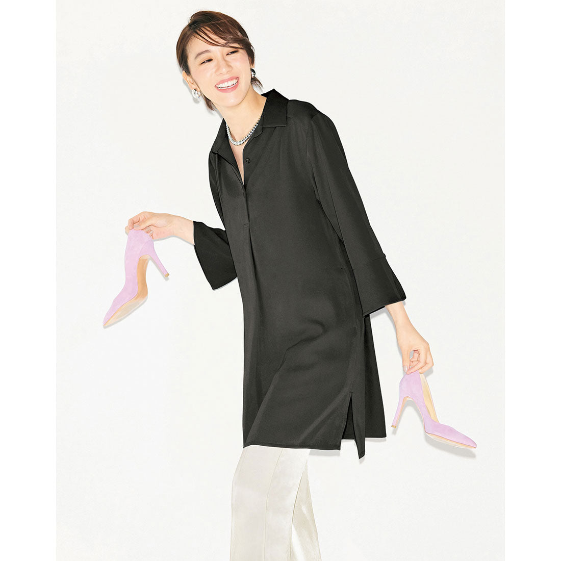 ドゥクラッセ DoCLASSE エステルダブルクロス・ロングスキッパーブラウス