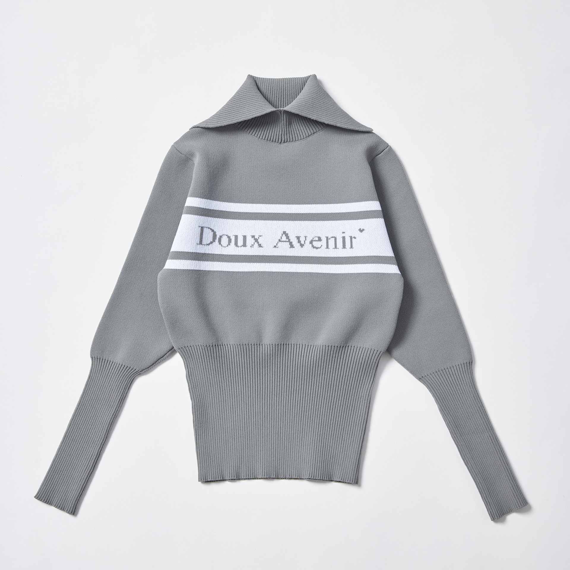 ドゥ アヴニール Doux Avenir 襟付き ニットプルオーバー （グレー） グレー