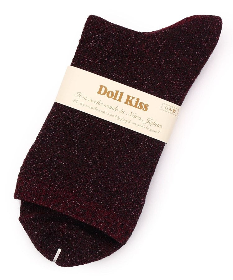 ドール キス Doll Kiss ＼販売累計45000枚越え／26色展開ラメ無地クルーソックス 靴下 （パープル(283)） パープル(283)