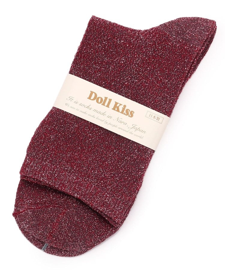 ドール キス Doll Kiss ＼販売累計45000枚越え／26色展開ラメ無地クルーソックス 靴下 （チェリーピンク(212)） チェリーピンク(212)