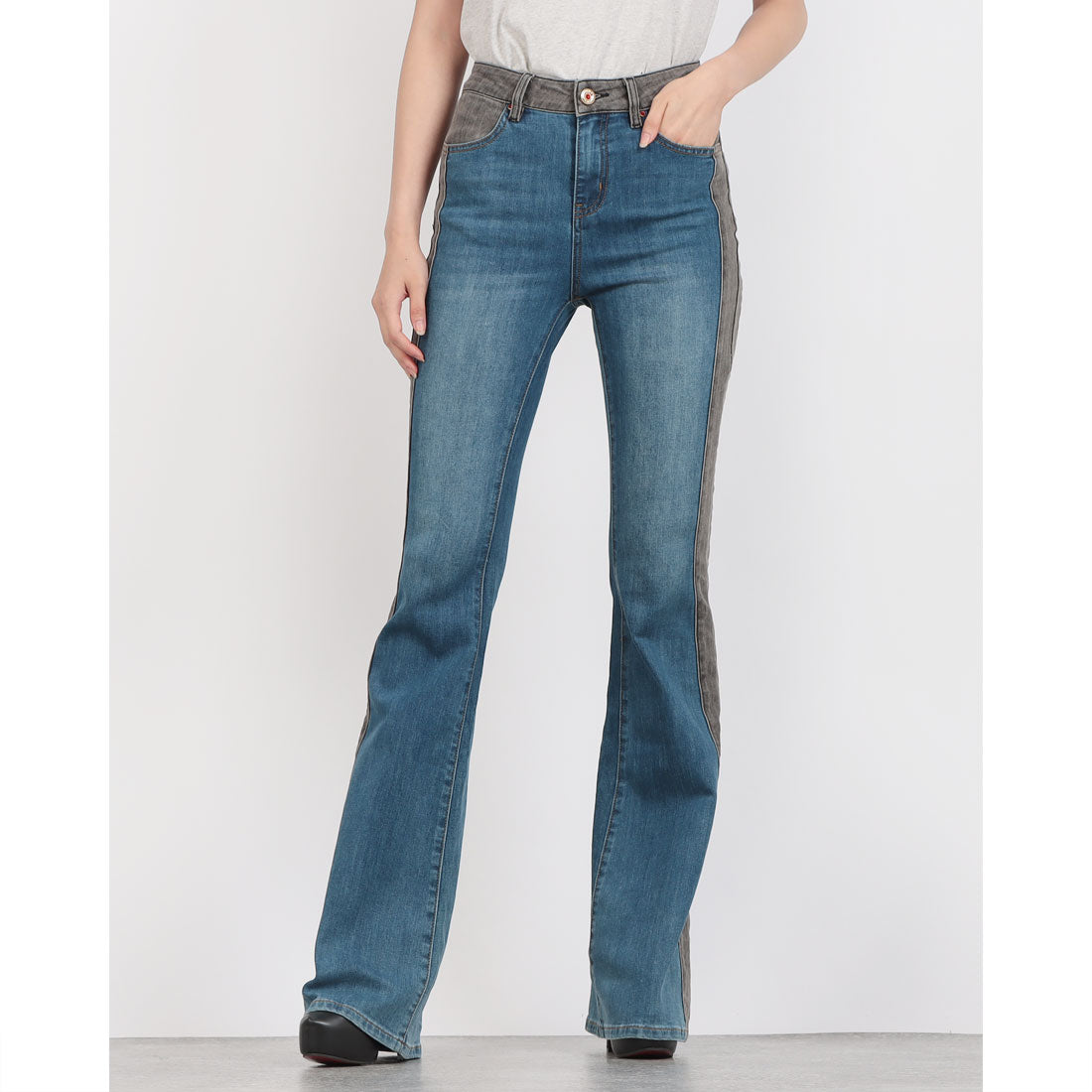 デニーローズ DENNY ROSE BLACK×INDIGOハイウエストフレアdenim （MULTI） MULTI