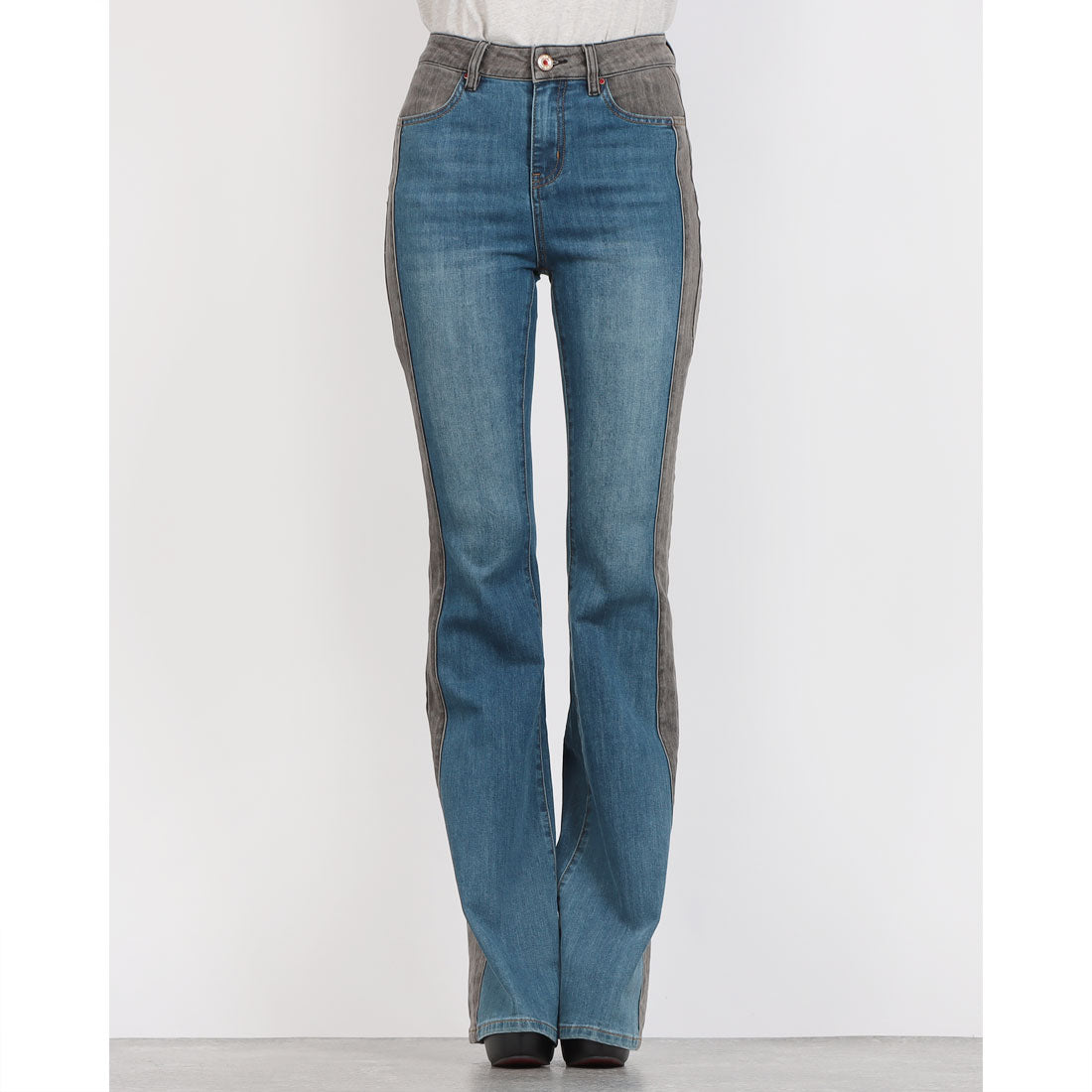 デニーローズ DENNY ROSE BLACK×INDIGOハイウエストフレアdenim （MULTI） MULTI