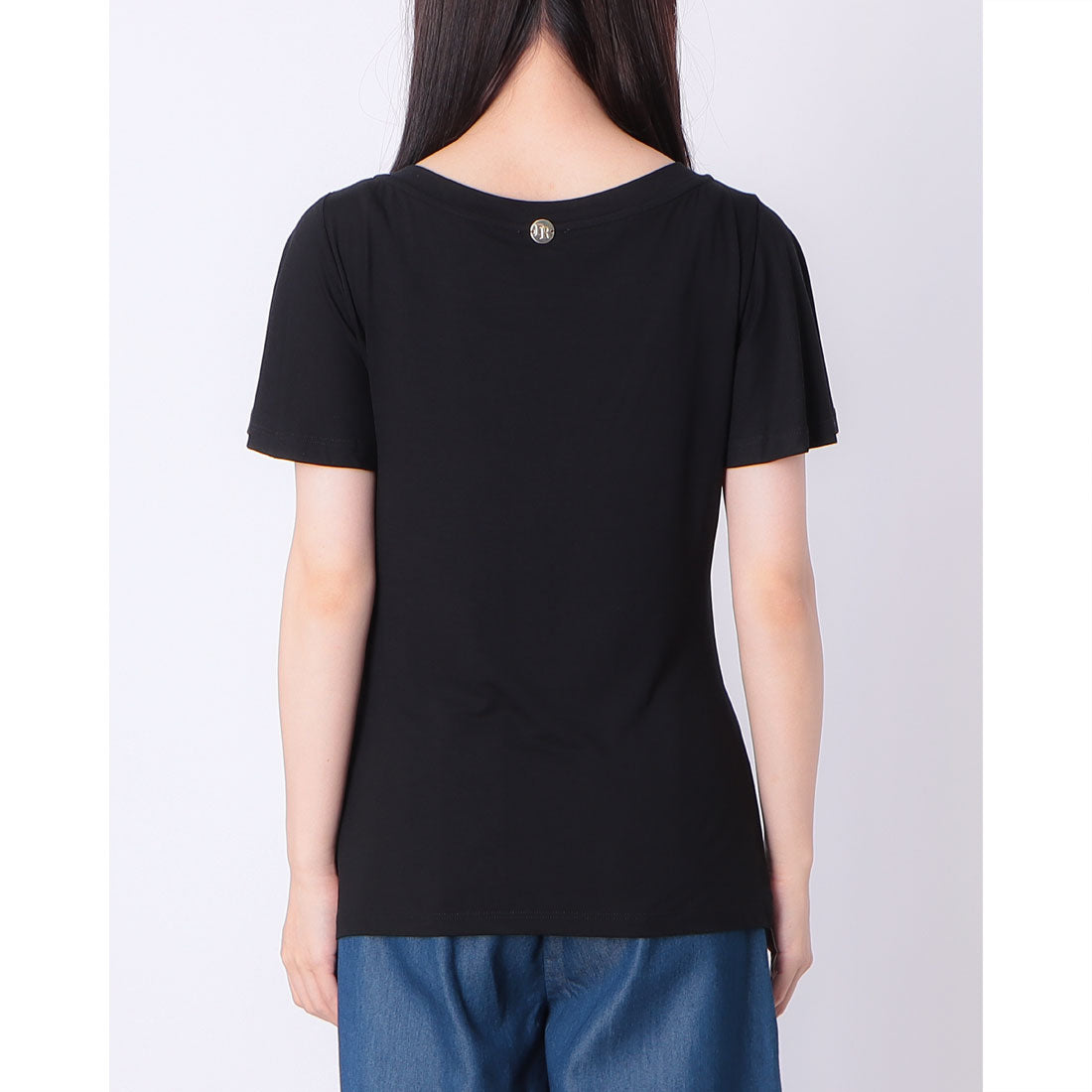 デニーローズ DENNY ROSE オーガンジー切替ビジューポイントTシャツ （BLACK） BLACK