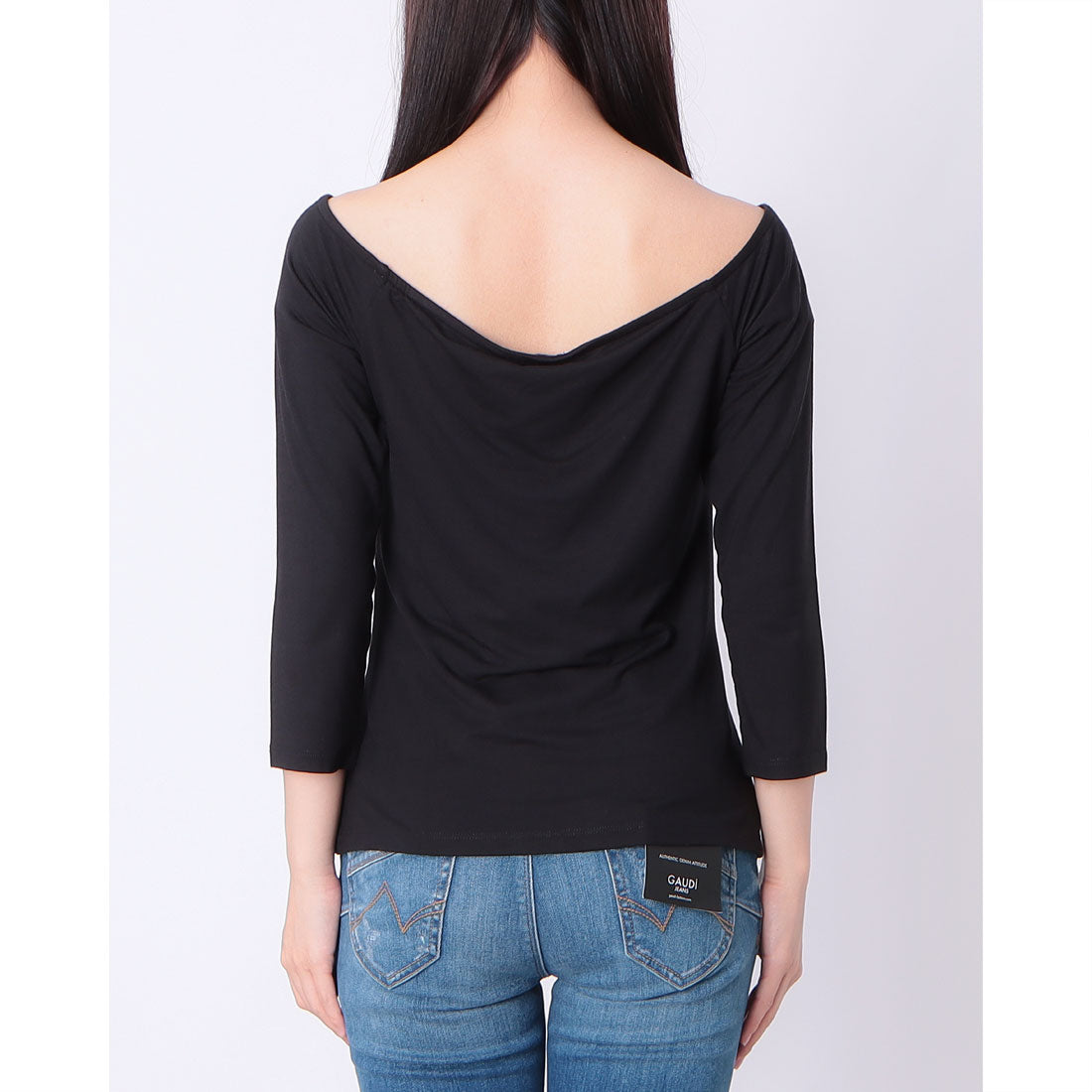 デニーローズ DENNY ROSE スタッズポイントポートレート七分袖TOPS （BLACK） BLACK