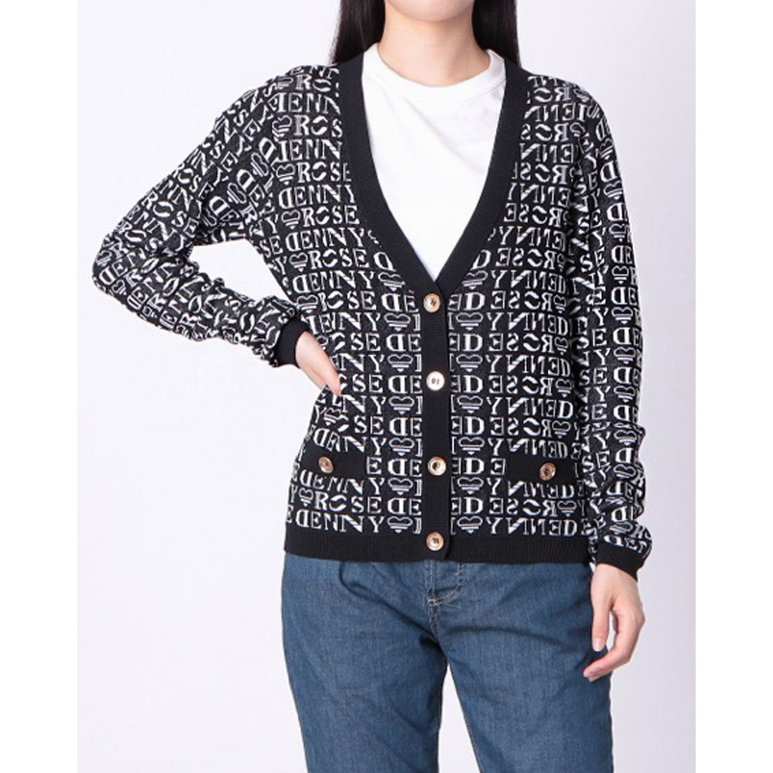 デニーローズ DENNY ROSE ロゴデザインカーディガン （BLACK） BLACK