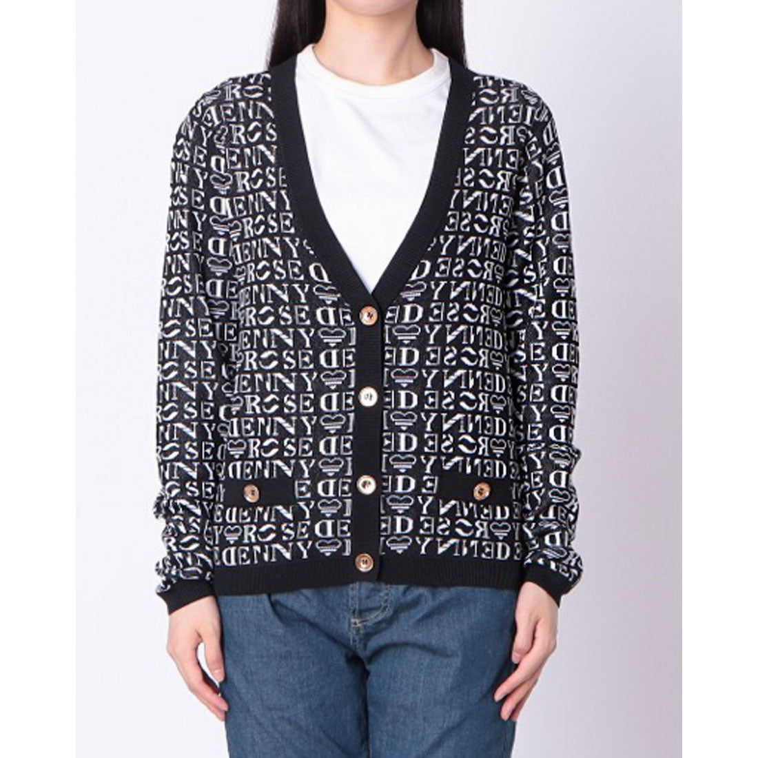 デニーローズ DENNY ROSE ロゴデザインカーディガン （BLACK） BLACK