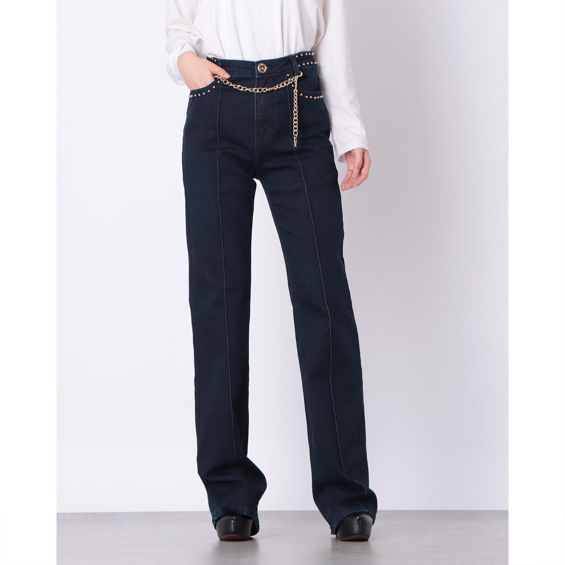 デニーローズ DENNY ROSE チェーンスタッズポイントデニム （BLUE） BLUE