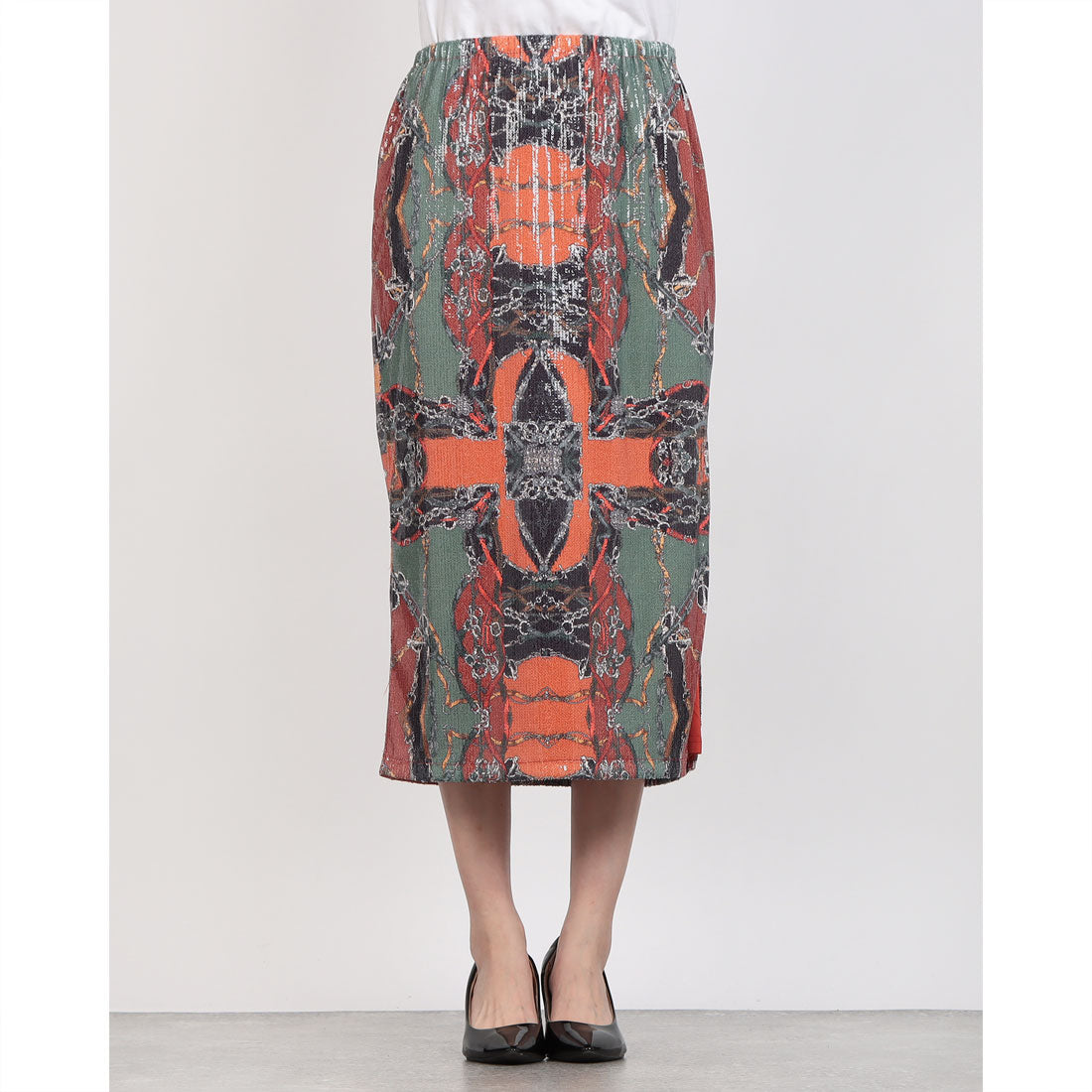 デニーローズ DENNY ROSE チェーンプリント総スパンコールロングSK （ORANGE） ORANGE