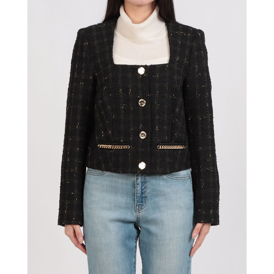 デニーローズ DENNY ROSE チェーンポイントスクエアネックCHANELツィードジャケット （BLACK） BLACK