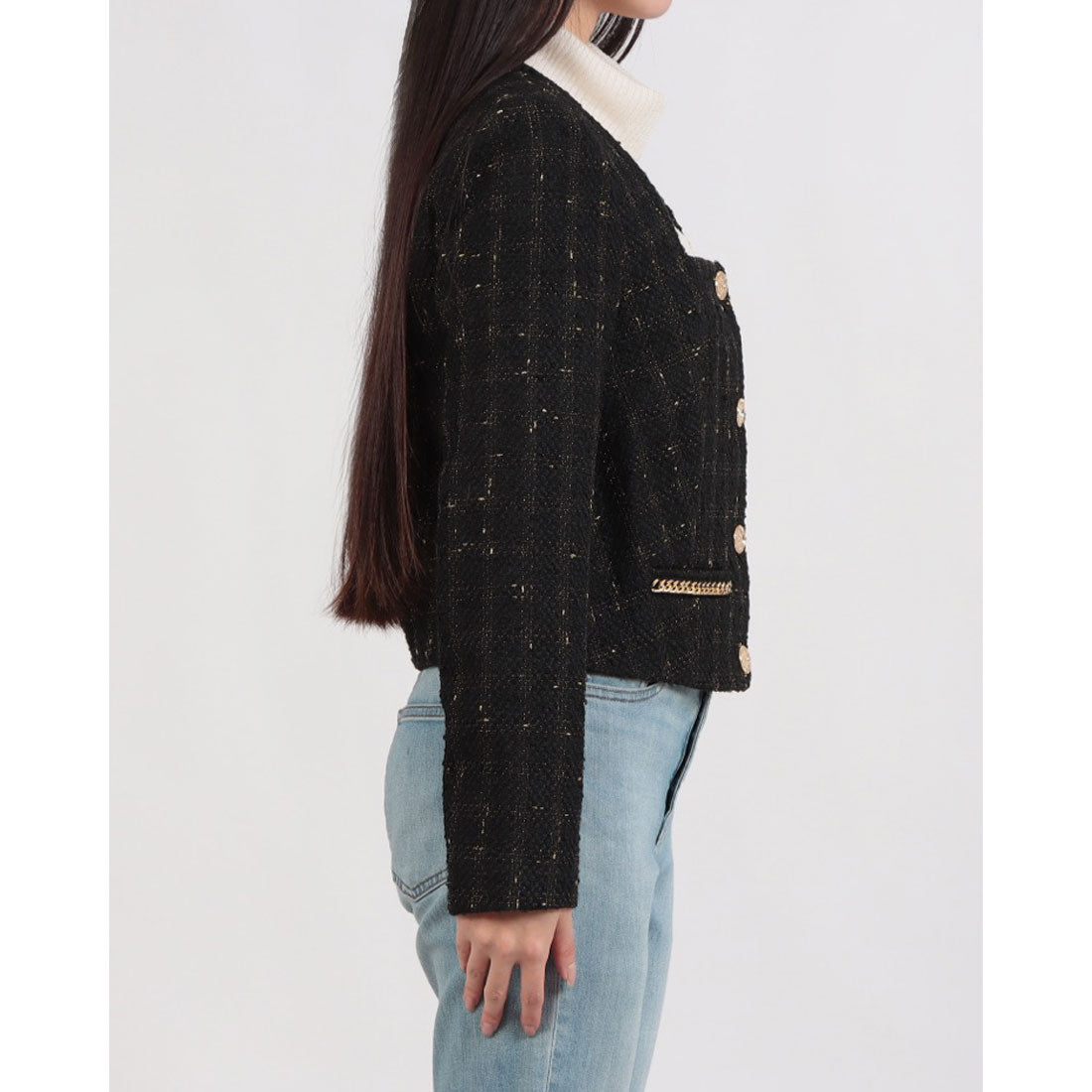 デニーローズ DENNY ROSE チェーンポイントスクエアネックCHANELツィードジャケット （BLACK） BLACK