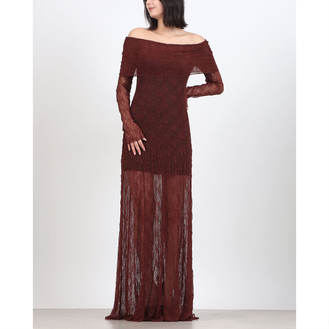 デニーローズ DENNY ROSE シアーレースオフショルワンピース （BROWN） BROWN