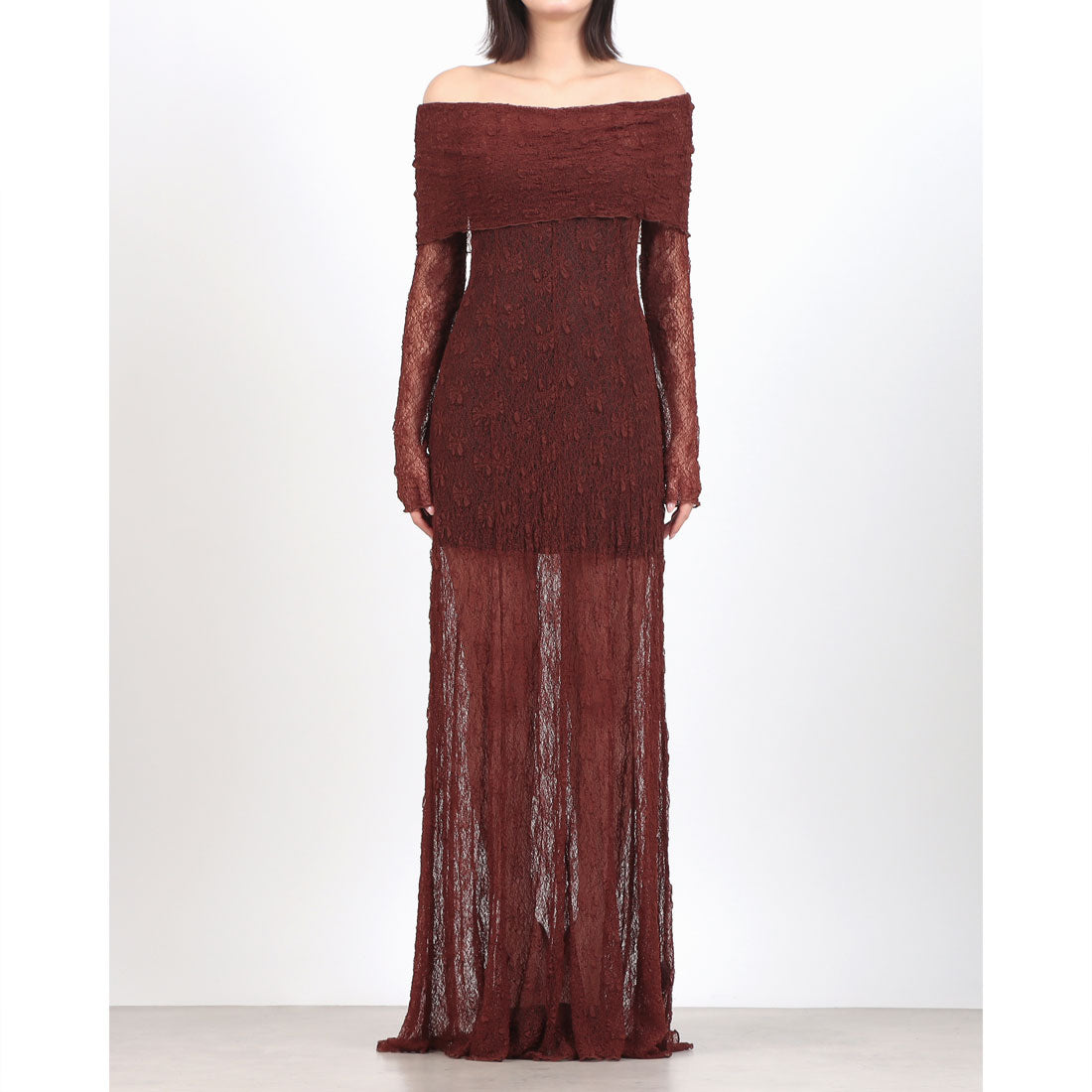 デニーローズ DENNY ROSE シアーレースオフショルワンピース （BROWN） BROWN