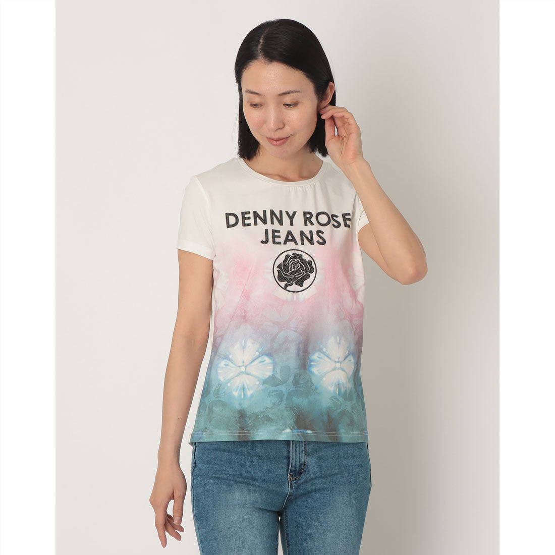 デニーローズ DENNY ROSE ロゴ×フラワープリントTシャツ （WHITE） WHITE