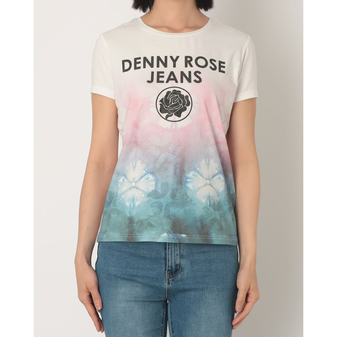 デニーローズ DENNY ROSE ロゴ×フラワープリントTシャツ （WHITE） WHITE