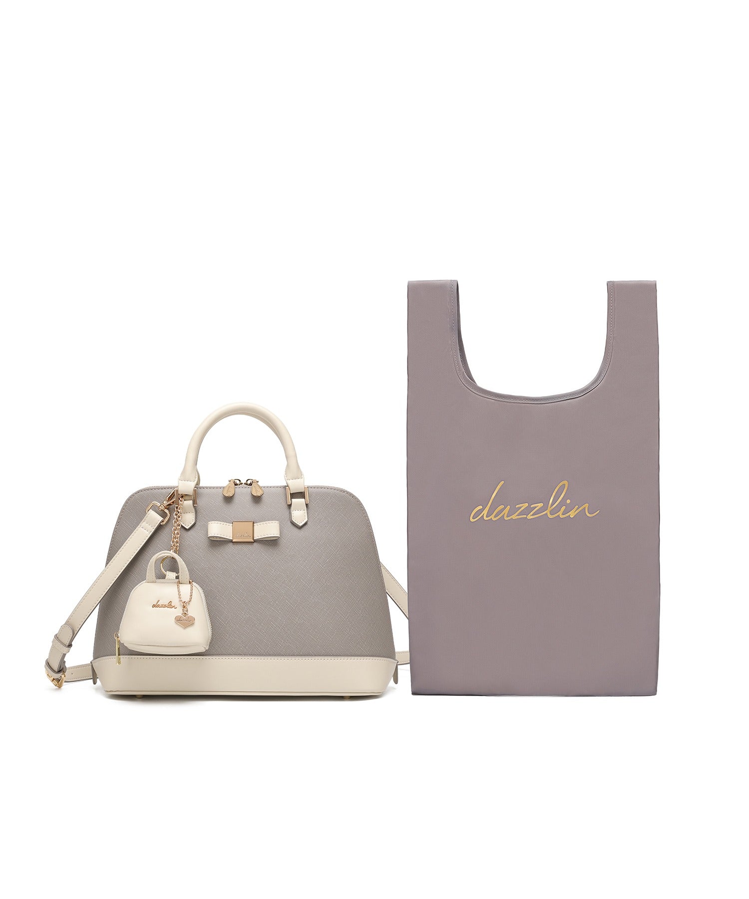 ダズリン dazzlin 【dazzlin/ダズリン】バレッタリボン エコバッグ入バッグチャーム付 ミディアムハンドバッグ （GRY71） GRY71