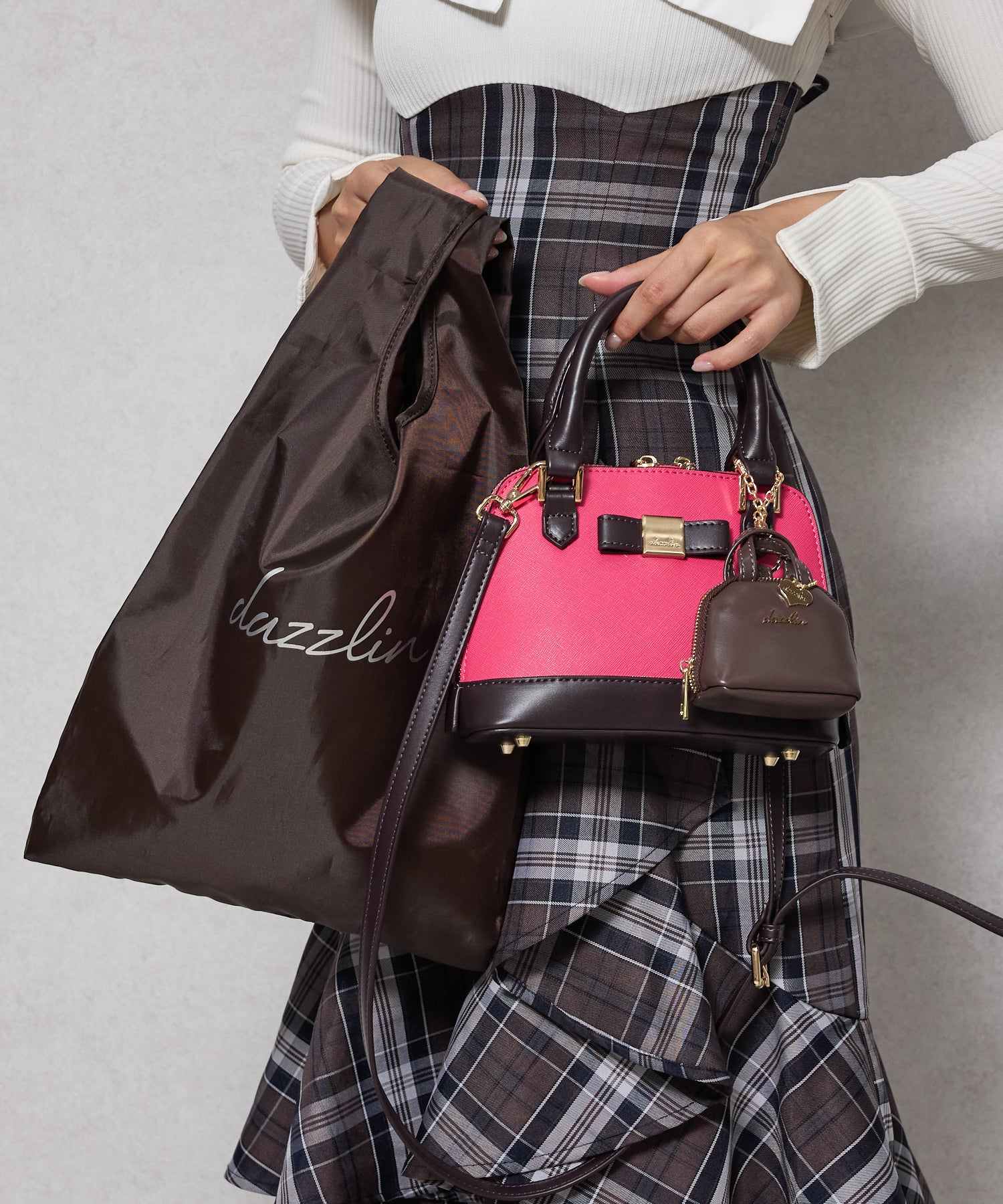 ダズリン dazzlin 【dazzlin/ダズリン】バレッタリボン エコバッグ入バッグチャーム付 ミニハンドバッグ （PNK16） PNK16