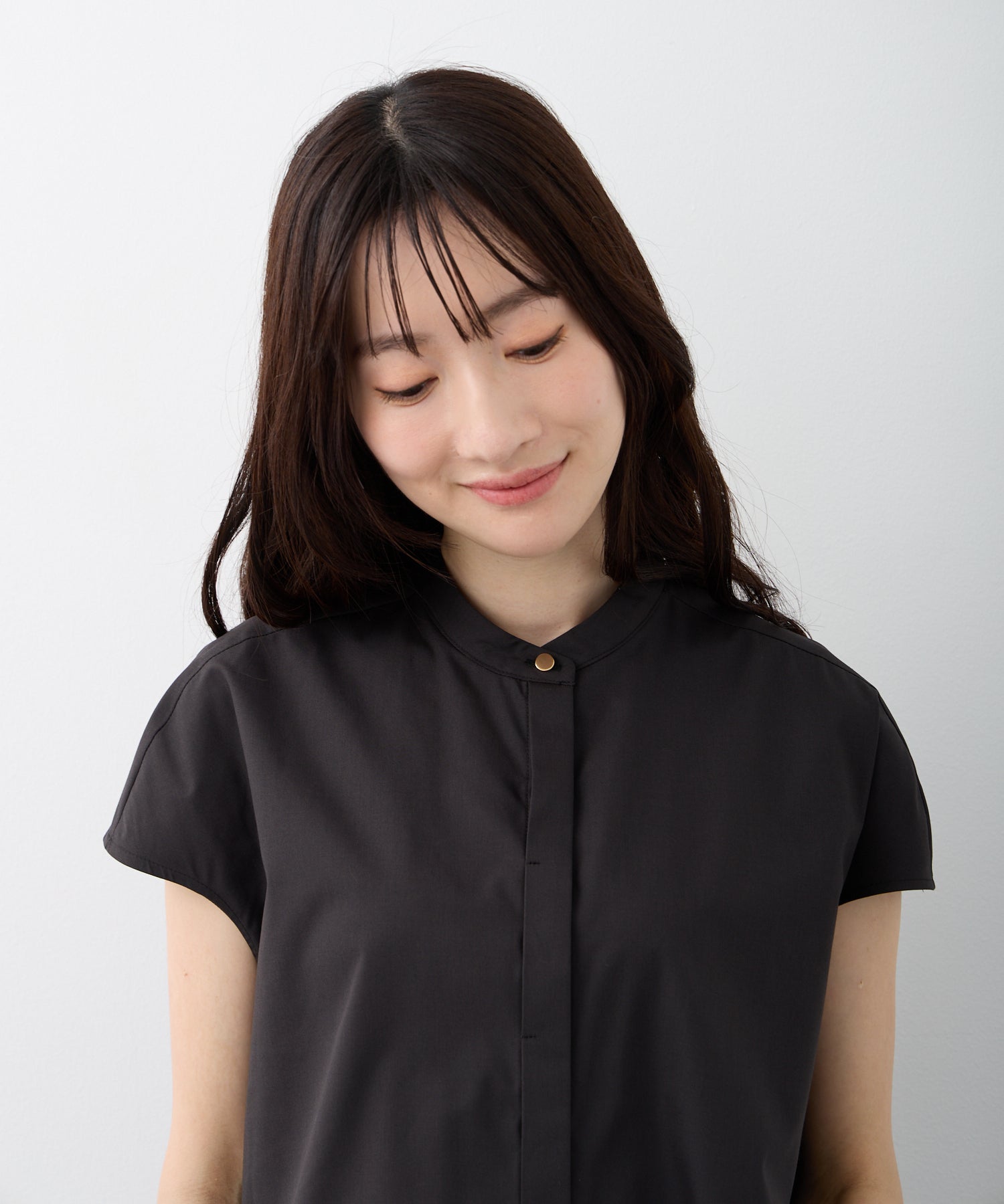 ダブルフェーストーキョー Doubleface Tokyo カットジャガードレイヤードブラウス【日本製】 （ブラック） ブラック