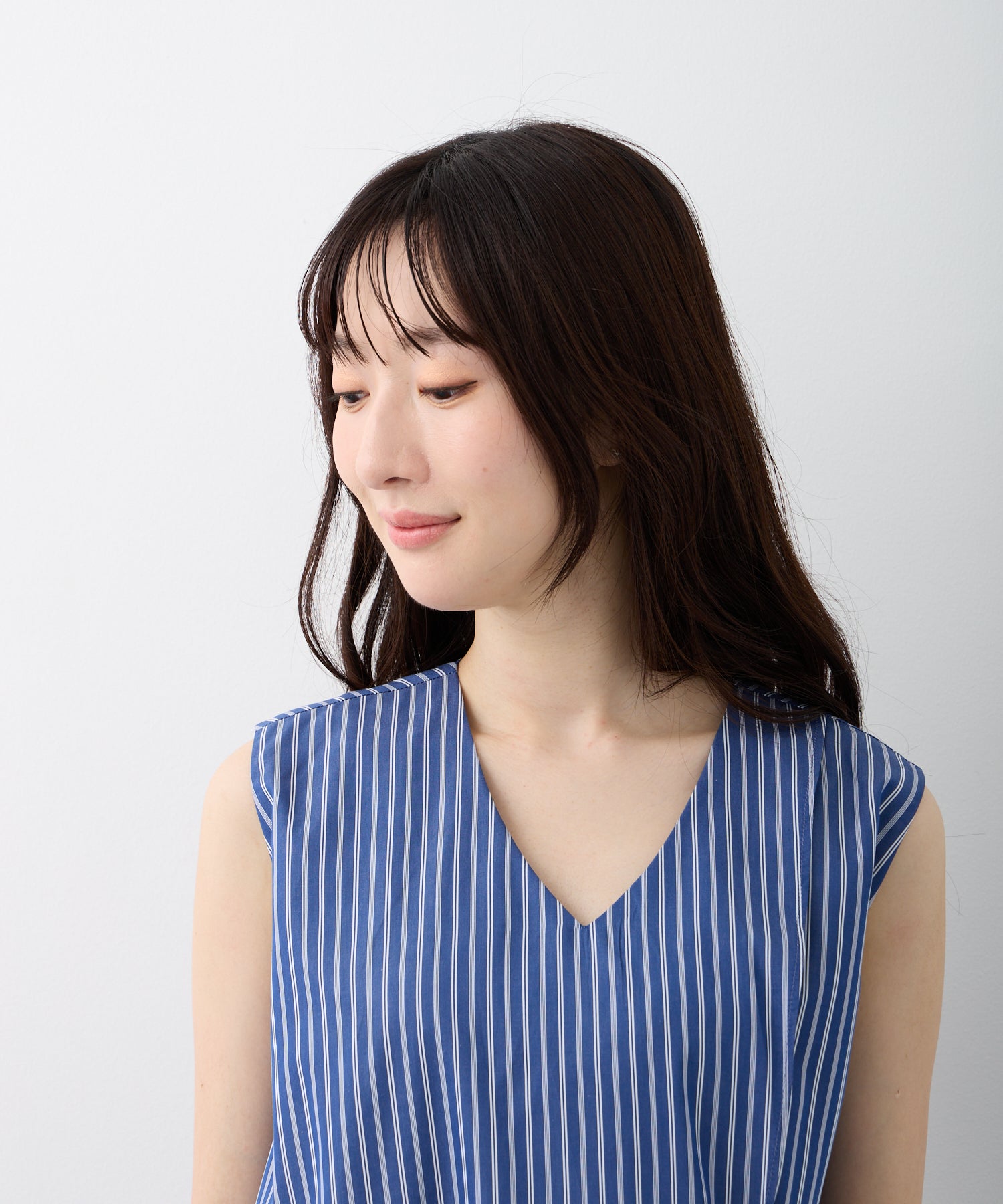 ダブルフェーストーキョー Doubleface Tokyo アシンメトリーラップ風ワンピース【日本製】 （ネイビー×オフ） ネイビー×オフ