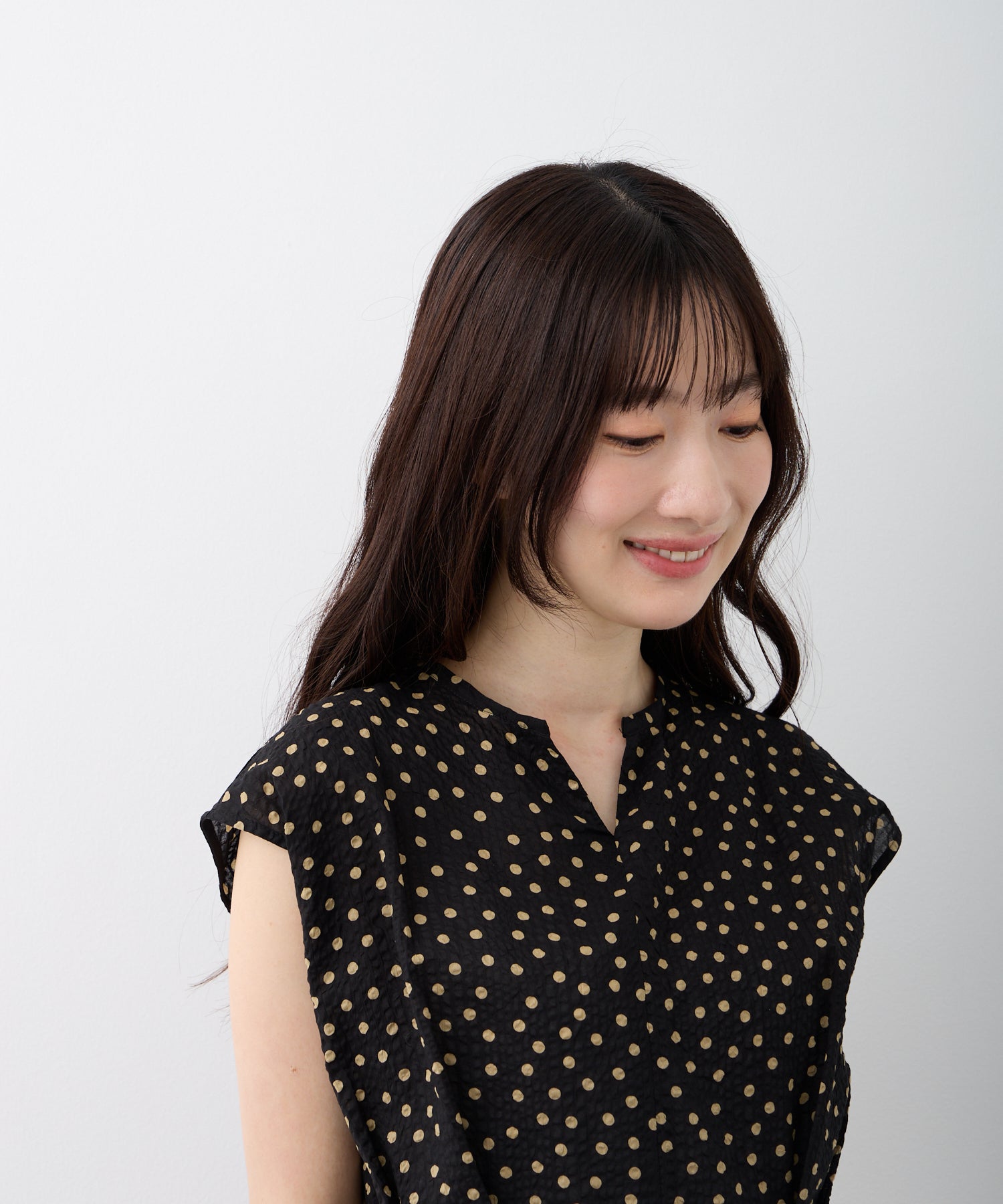 ダブルフェーストーキョー Doubleface Tokyo ミラクルウェーブドットワンピース【日本製】 （ブラック×ベージュ） ブラック×ベージュ