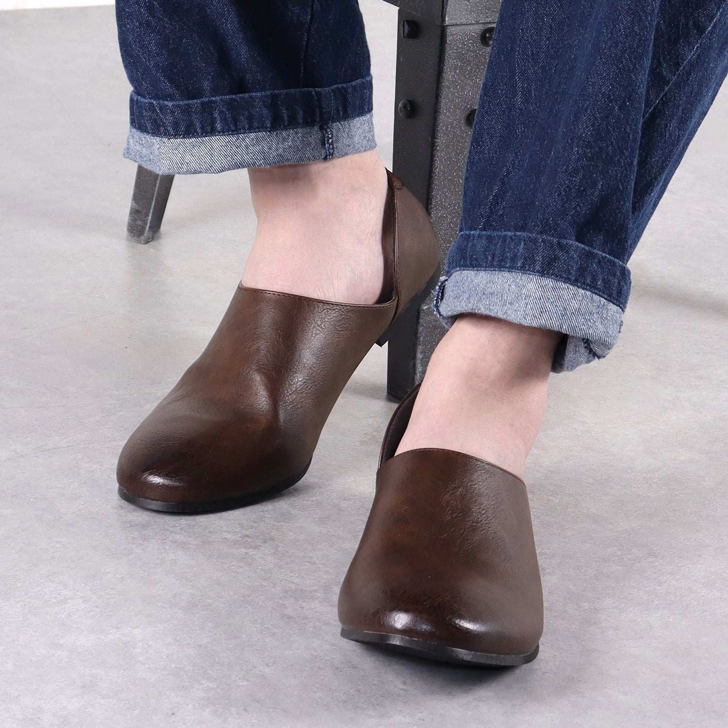 デデス Dedes シンプルで合わせやすい！踵が踏めるスリッポンバブーシュ/ 5228,ブラウン