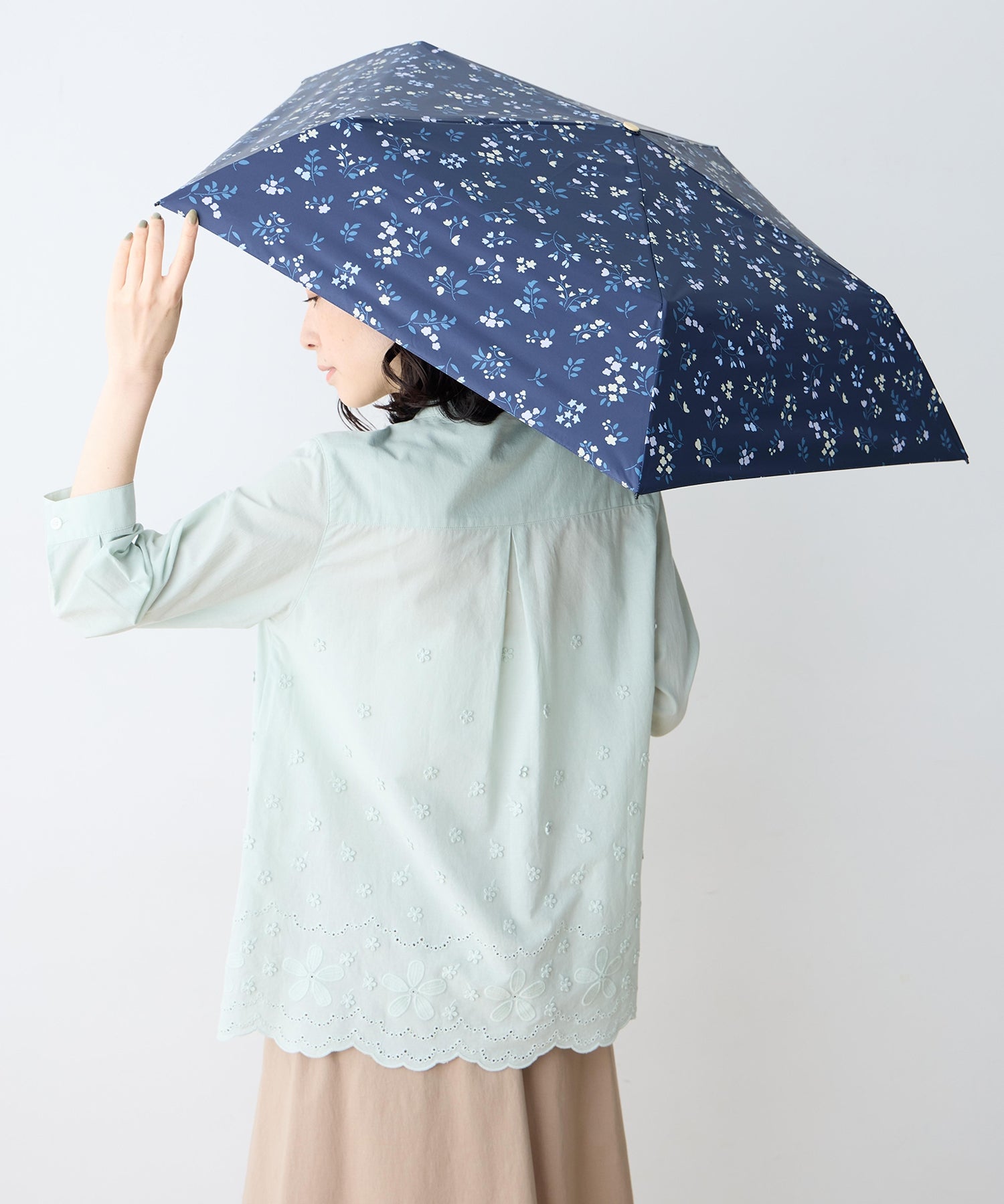 デコイ DECOY 花柄折り畳み傘【晴雨兼用】【UVカット】【遮熱】【軽量】 （ネイビー） ネイビー