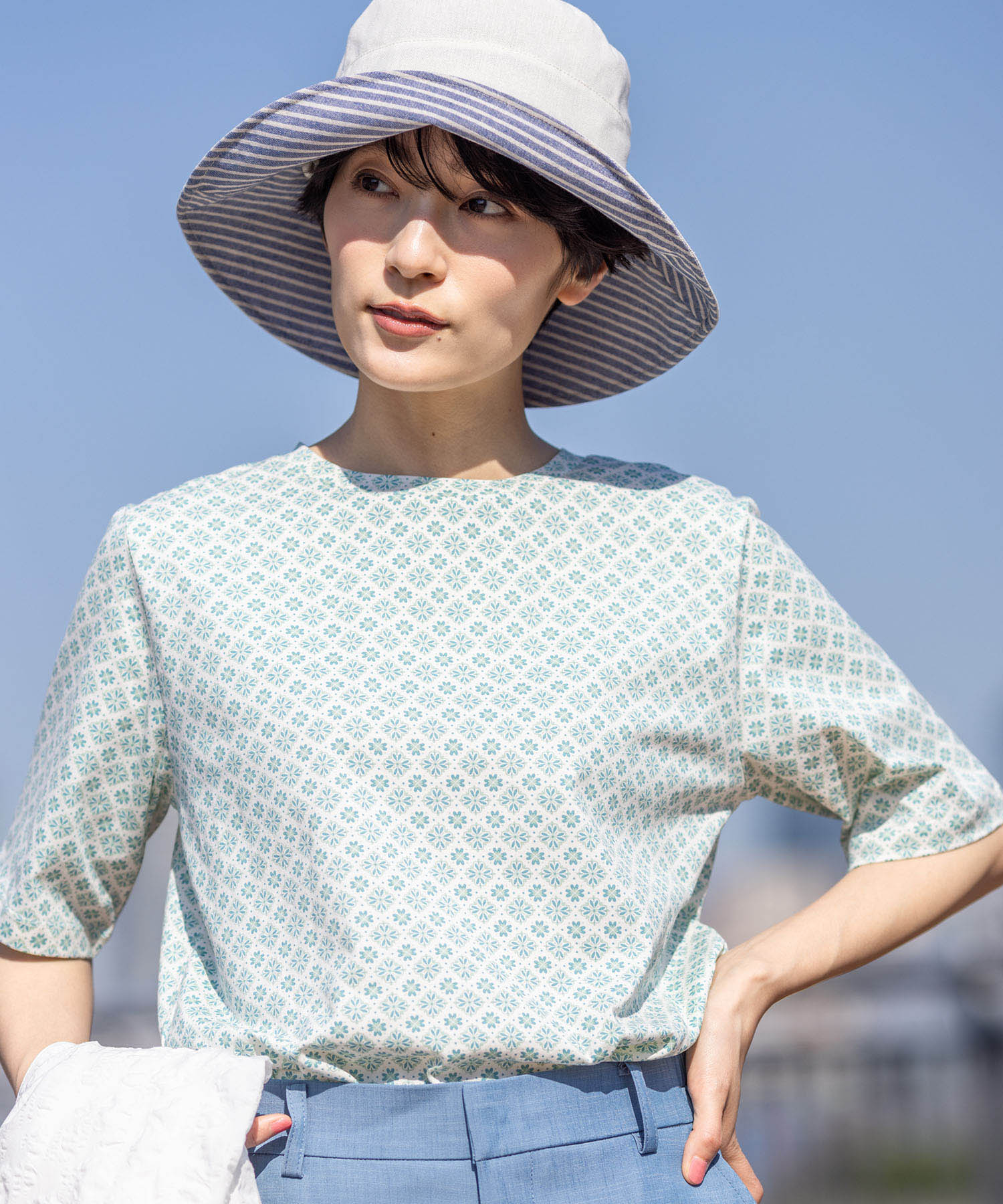 デコイ DECOY 【ひやさら】【UVカット】総プリントTシャツ （ネイビー） ネイビー