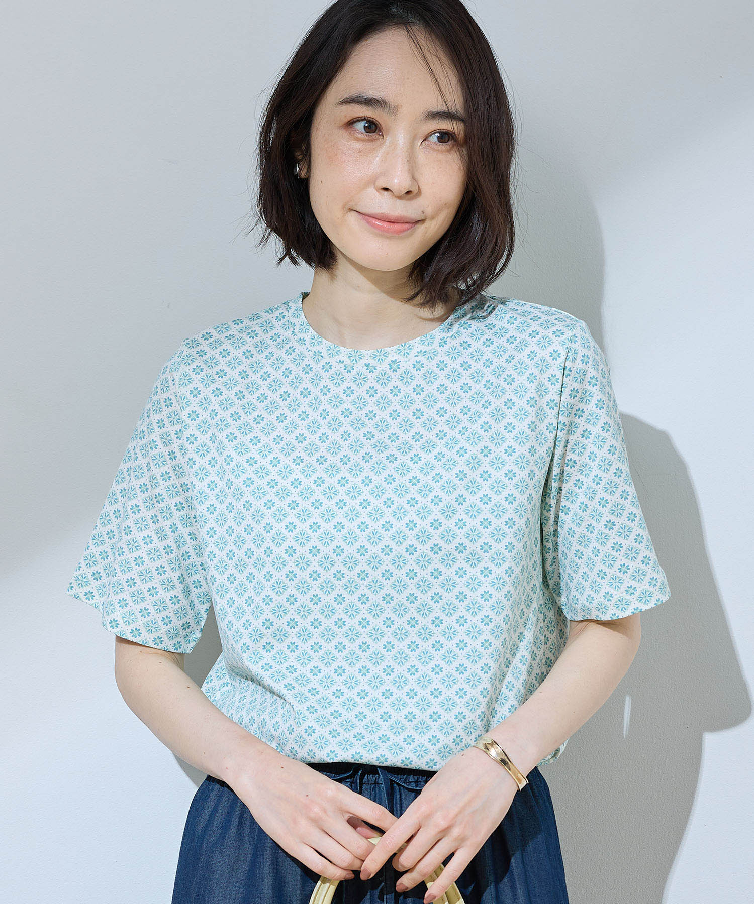 デコイ DECOY 【ひやさら】【UVカット】総プリントTシャツ （ネイビー） ネイビー