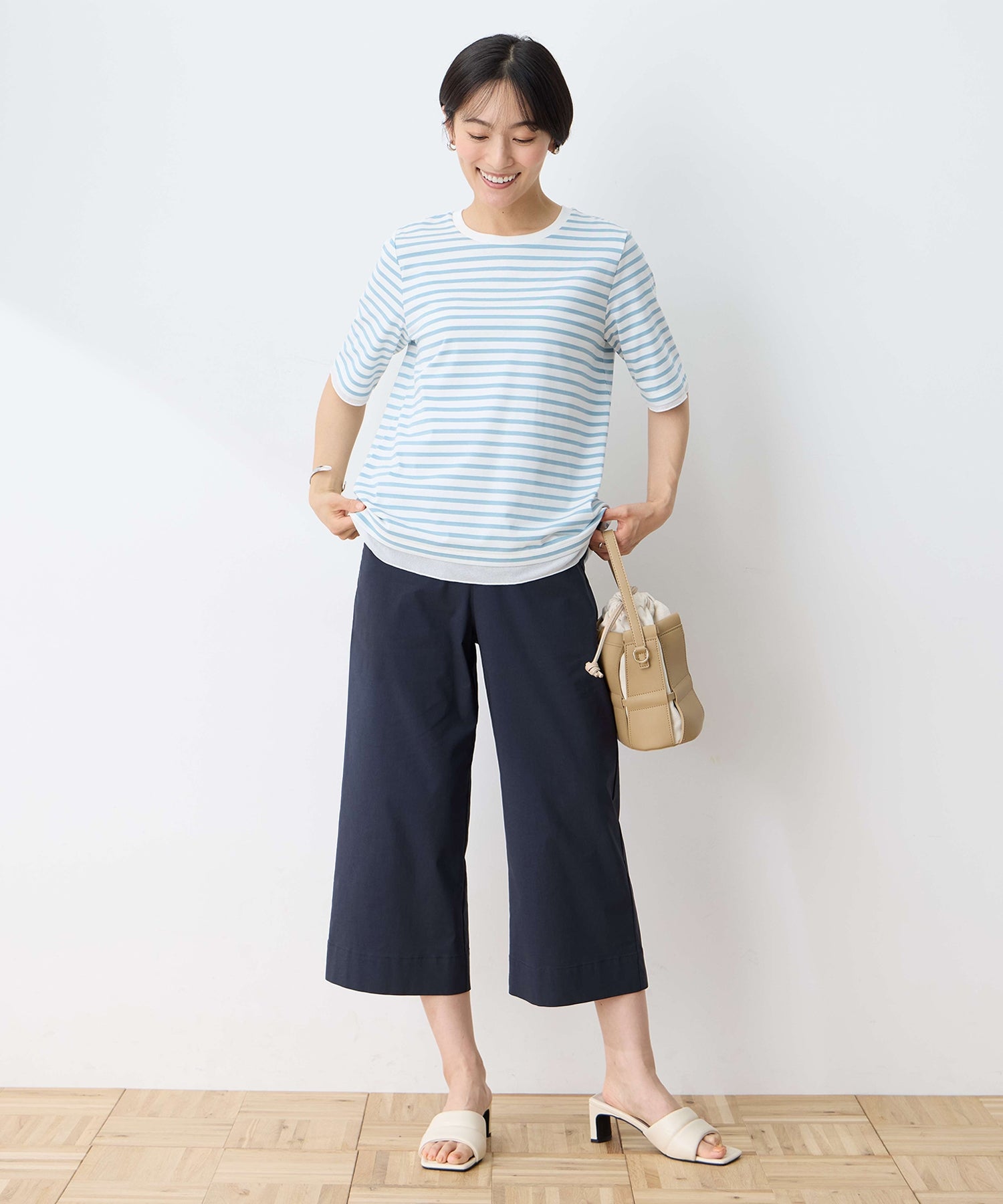 デコイ DECOY 部分シアーボーダーTシャツ （サックス） サックス