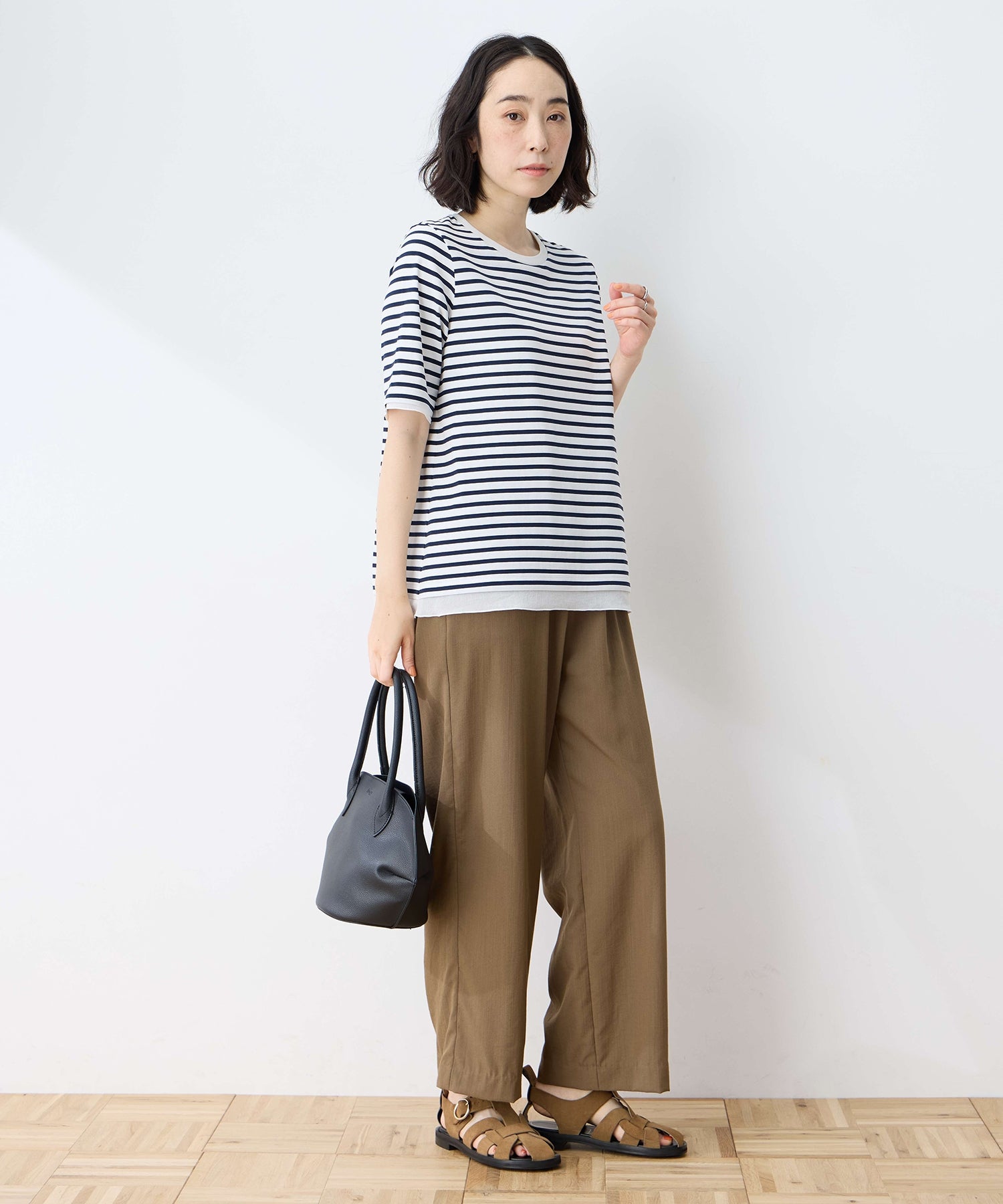 デコイ DECOY 部分シアーボーダーTシャツ （サックス） サックス