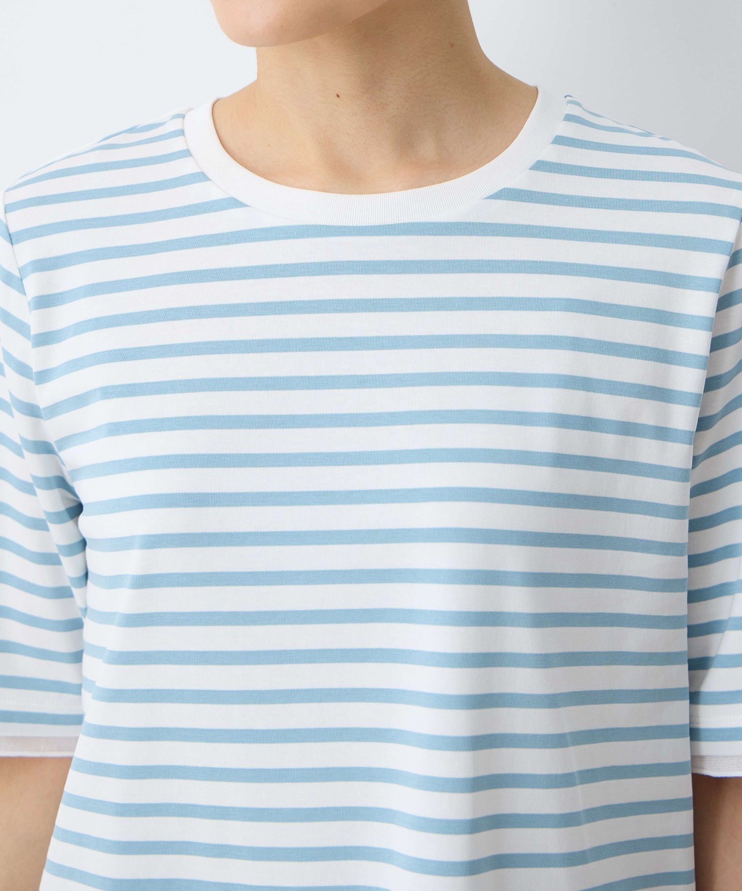 デコイ DECOY 部分シアーボーダーTシャツ （サックス） サックス