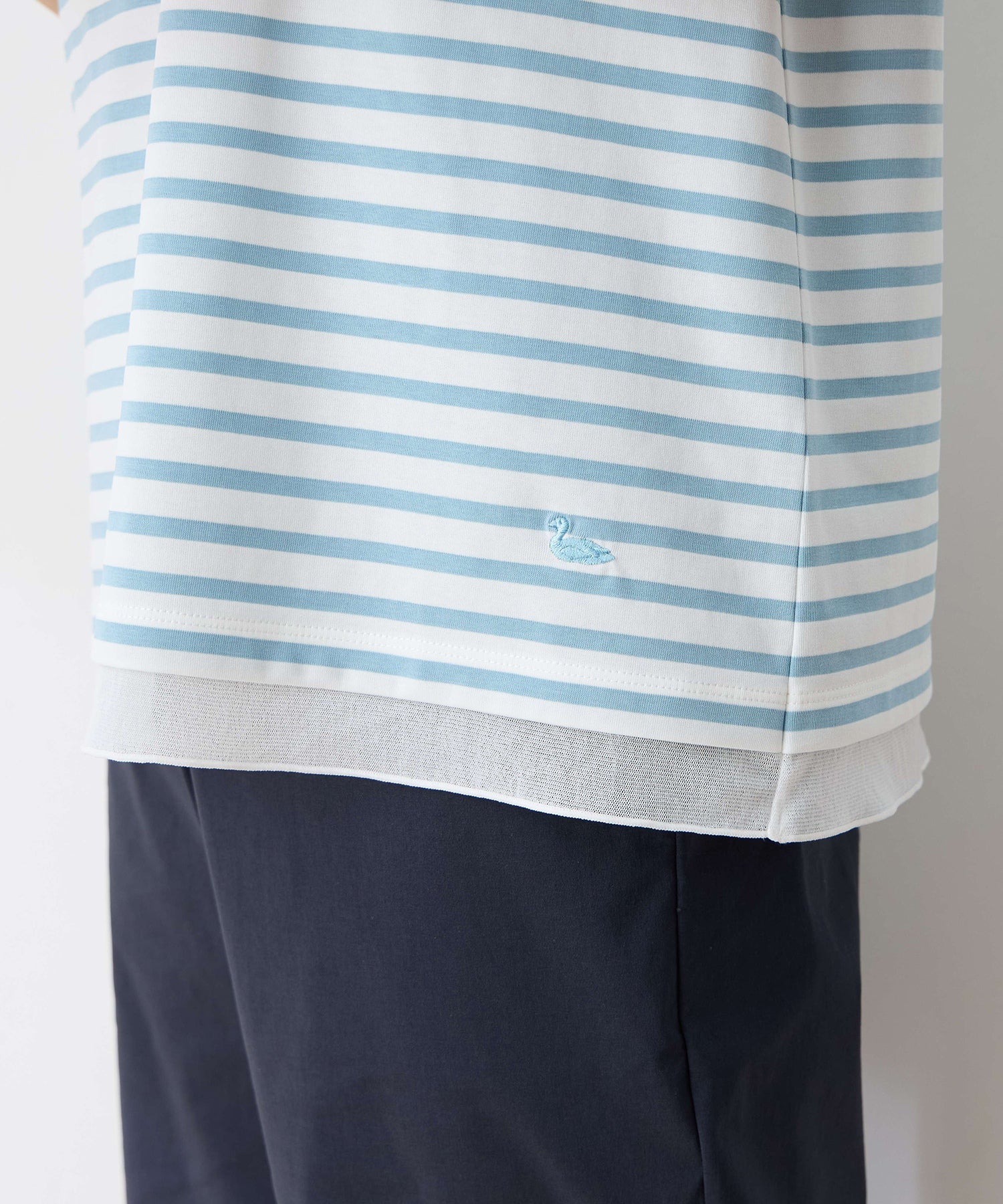 デコイ DECOY 部分シアーボーダーTシャツ （サックス） サックス
