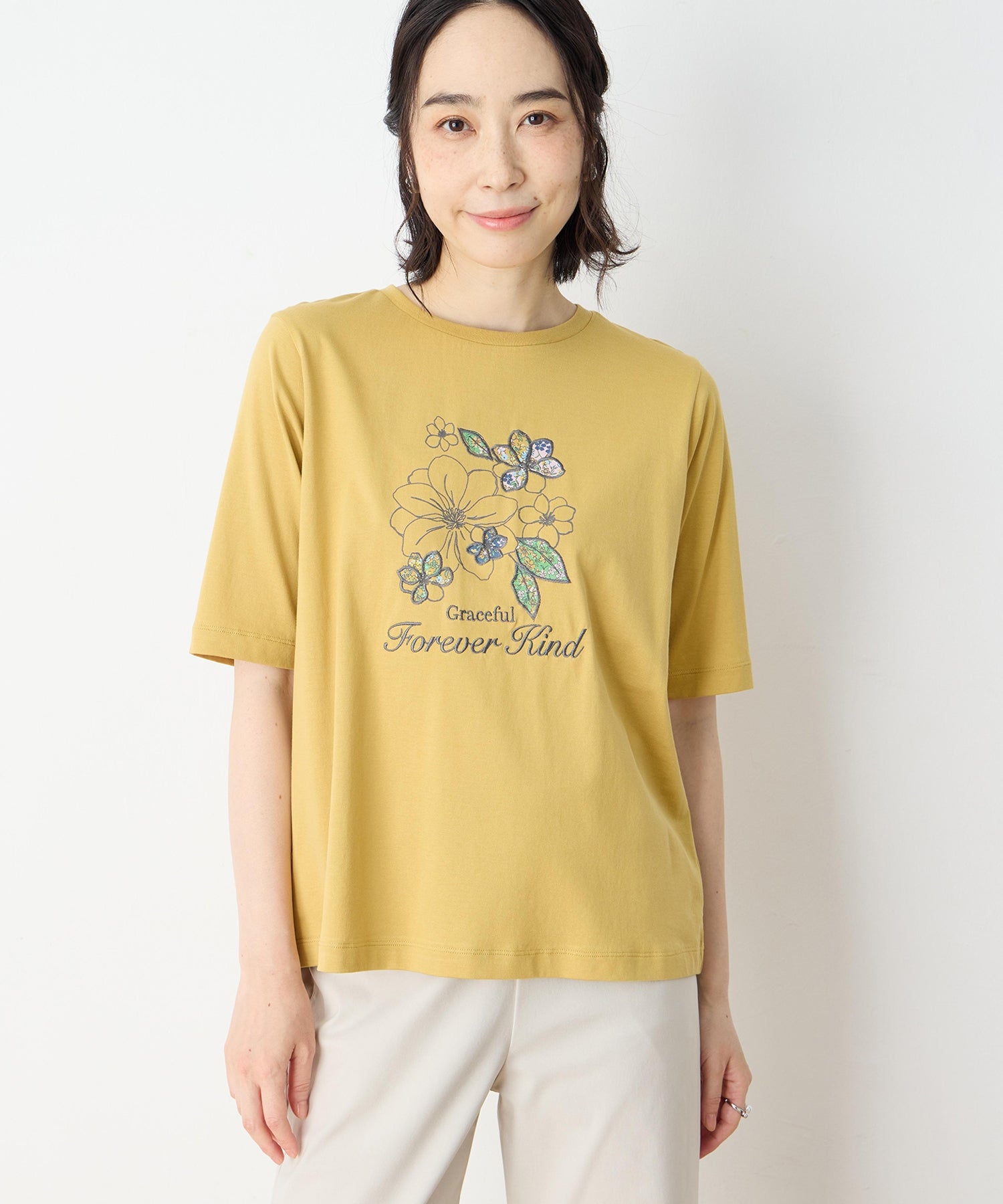 デコイ DECOY 【冷感】【UVカット】ひやさらコットン プリント＆刺繍Tシャツ （ネイビー） ネイビー