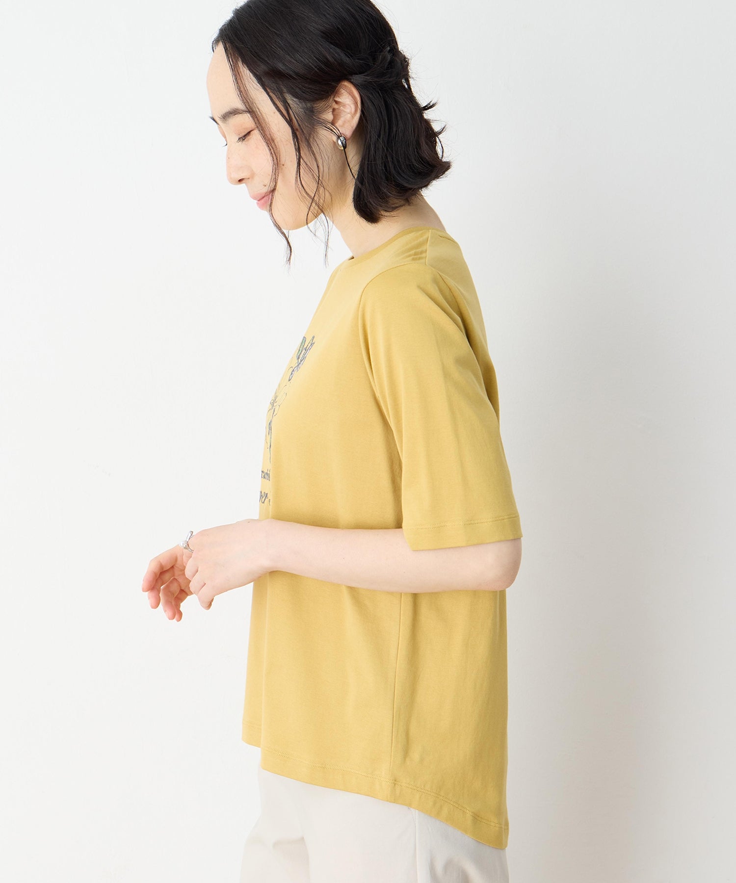デコイ DECOY 【冷感】【UVカット】ひやさらコットン プリント＆刺繍Tシャツ （ネイビー） ネイビー