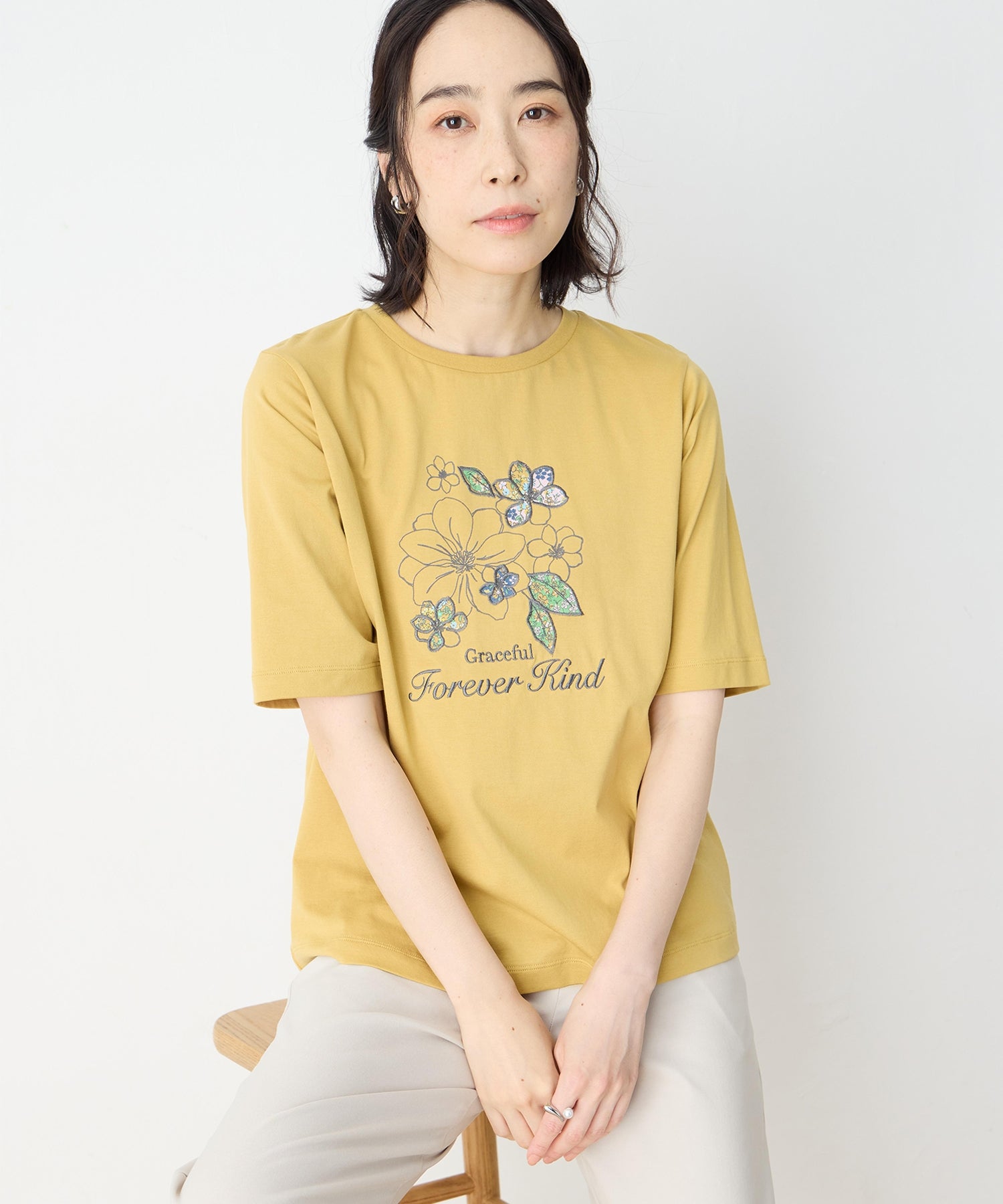 デコイ DECOY 【冷感】【UVカット】ひやさらコットン プリント＆刺繍Tシャツ （ネイビー） ネイビー