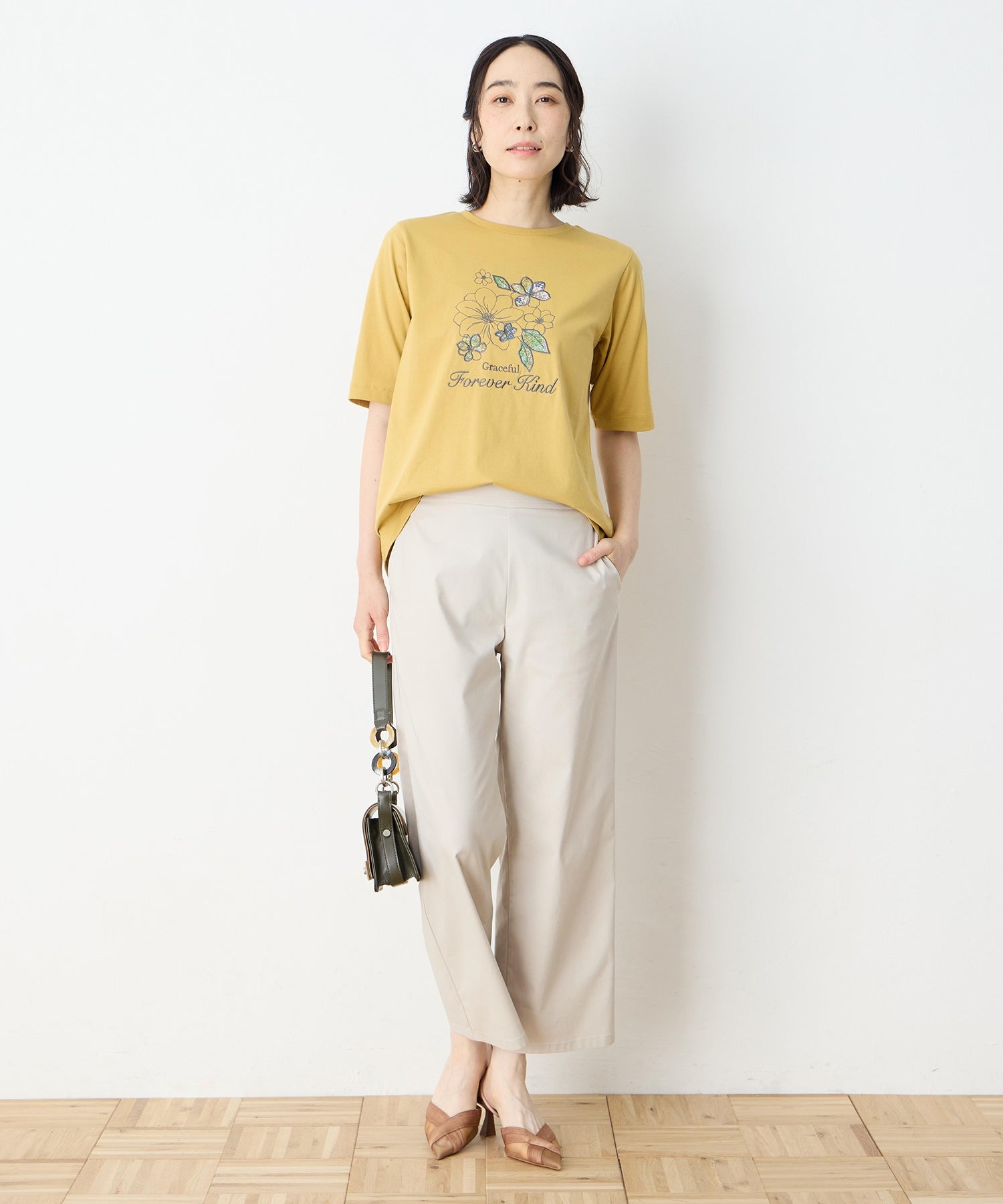 デコイ DECOY 【冷感】【UVカット】ひやさらコットン プリント＆刺繍Tシャツ （ネイビー） ネイビー