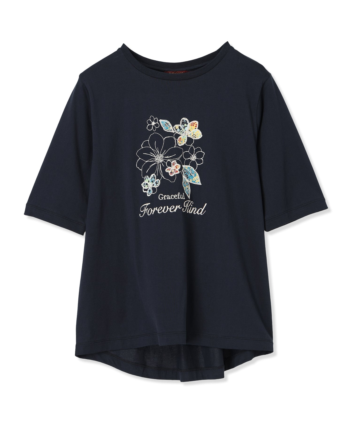 デコイ DECOY 【冷感】【UVカット】ひやさらコットン プリント＆刺繍Tシャツ （ネイビー） ネイビー