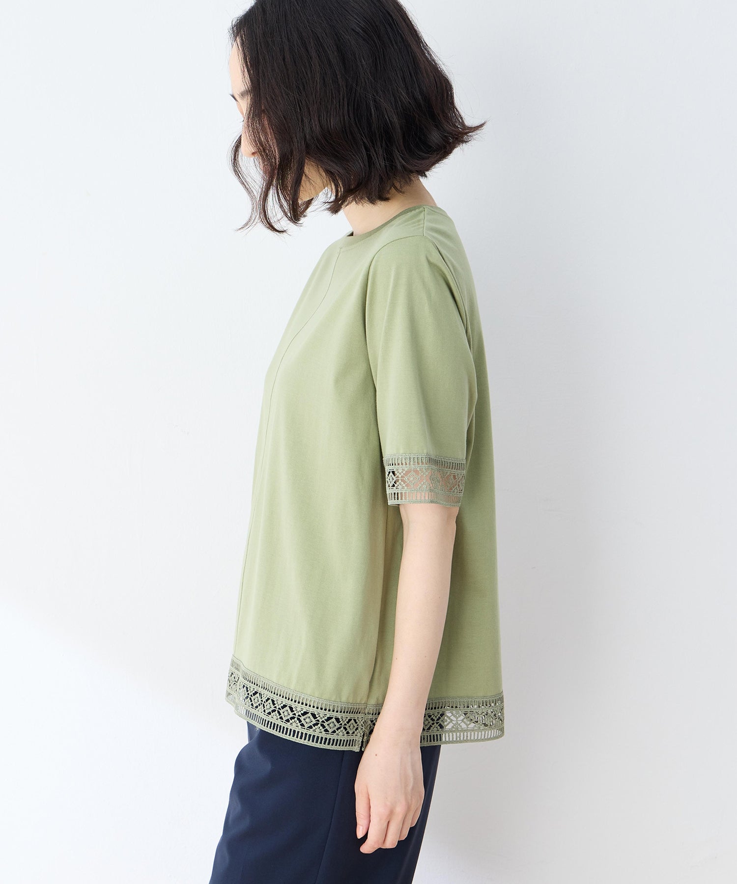 デコイ DECOY 【冷感】【UVカット】ひやさらコットンプレミアムレースTシャツ （ネイビー） ネイビー