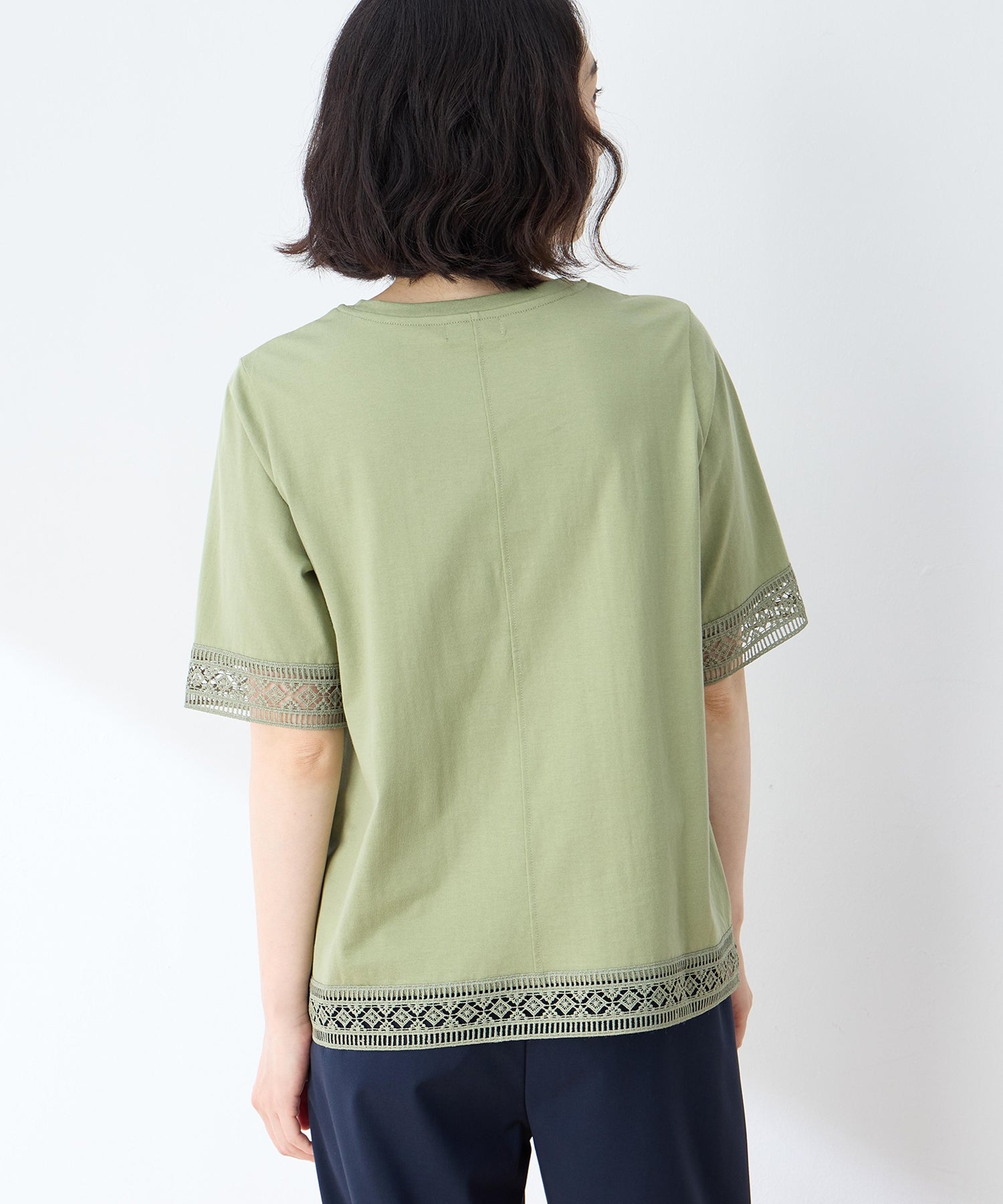 デコイ DECOY 【冷感】【UVカット】ひやさらコットンプレミアムレースTシャツ （ネイビー） ネイビー