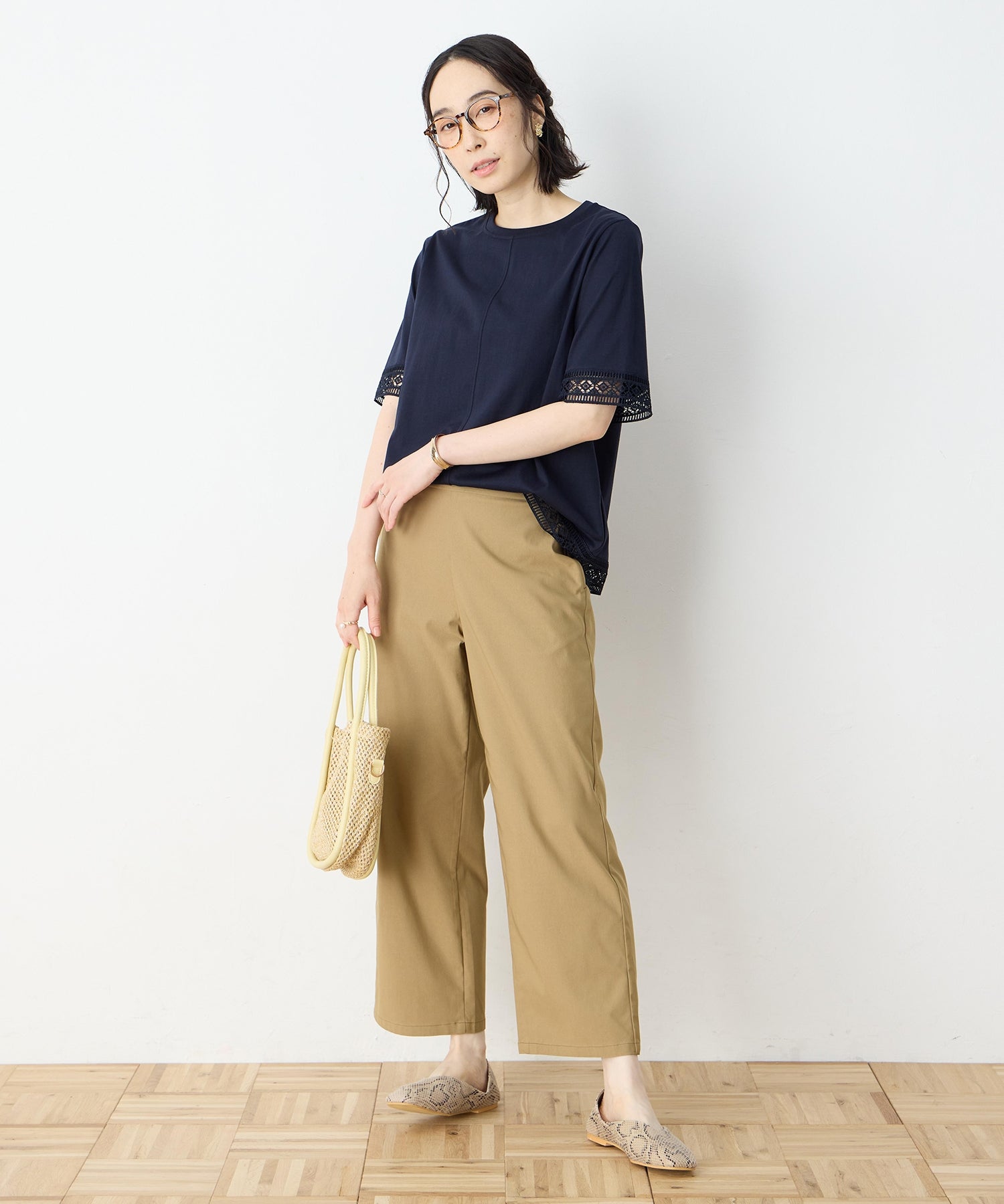 デコイ DECOY 【冷感】【UVカット】ひやさらコットンプレミアムレースTシャツ （ネイビー） ネイビー