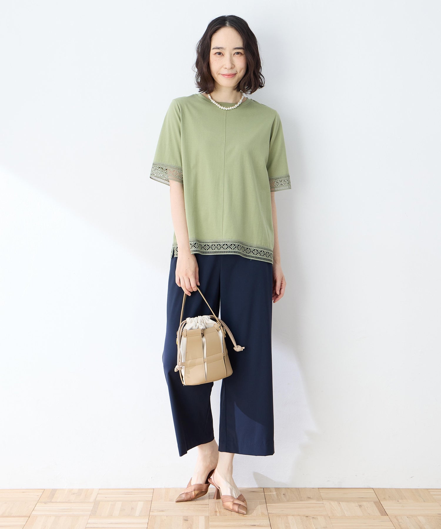 デコイ DECOY 【冷感】【UVカット】ひやさらコットンプレミアムレースTシャツ （ネイビー） ネイビー